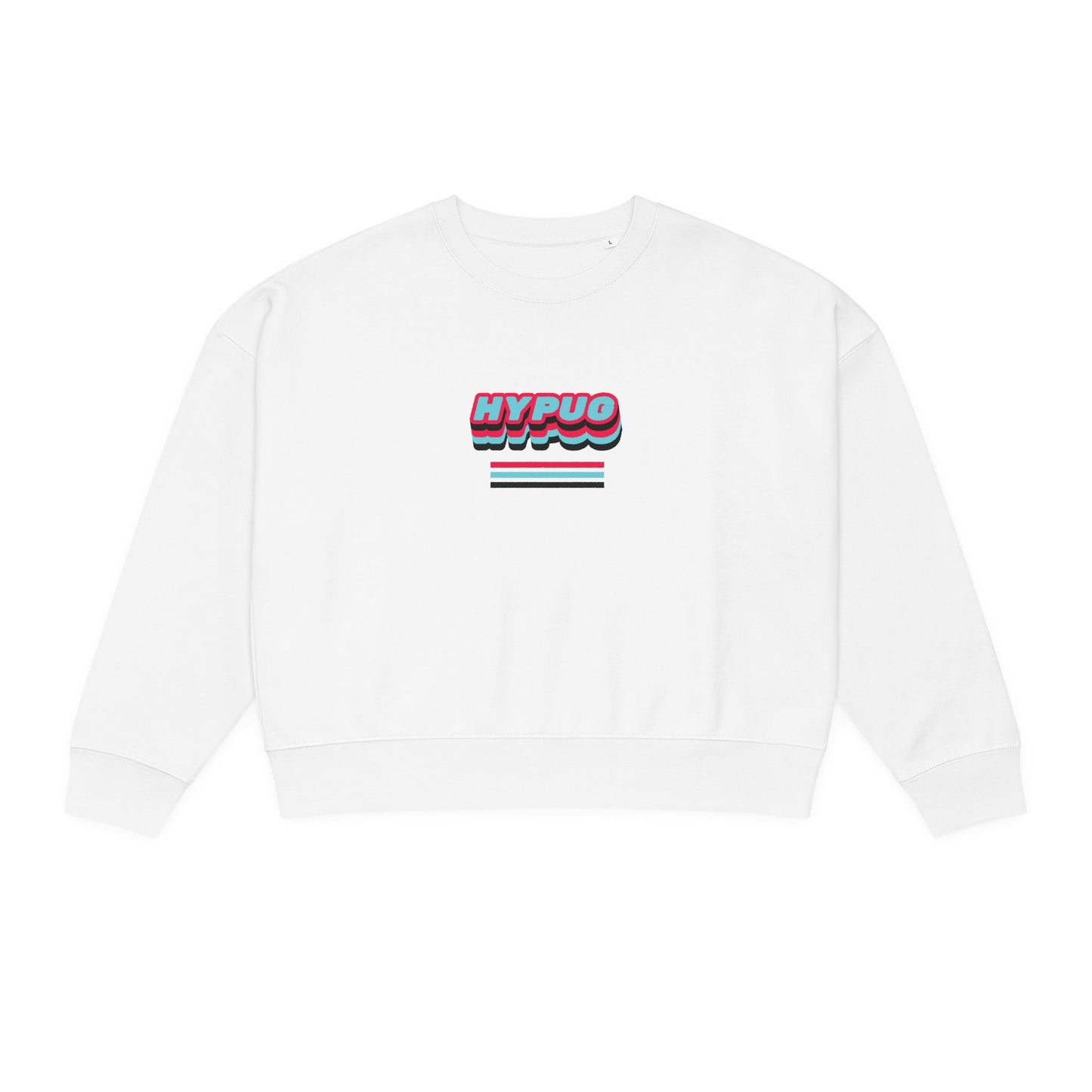 Women's Alma Crewneck Sweatshirt — Retro 'HYPUG' Graphic & Floral Paw Print Design