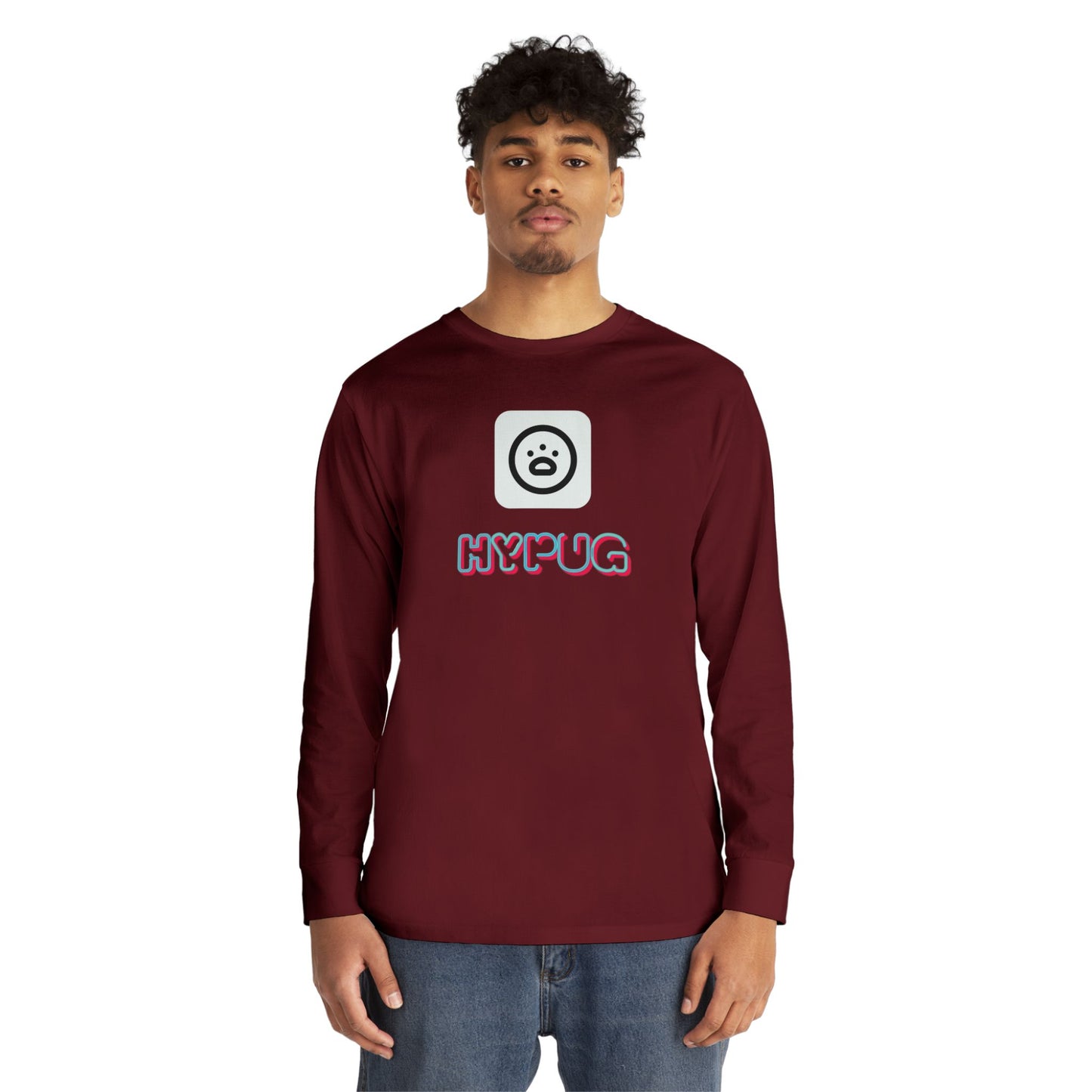 Big Dog Boxer Long Sleeve Tee — 'HYPUG BIG DOG' Graphic Crewneck