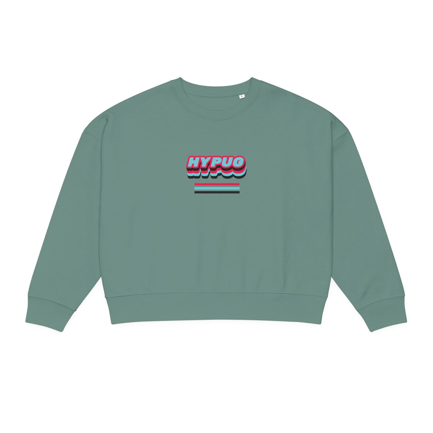 Women's Alma Crewneck Sweatshirt — Retro 'HYPUG' Graphic & Floral Paw Print Design