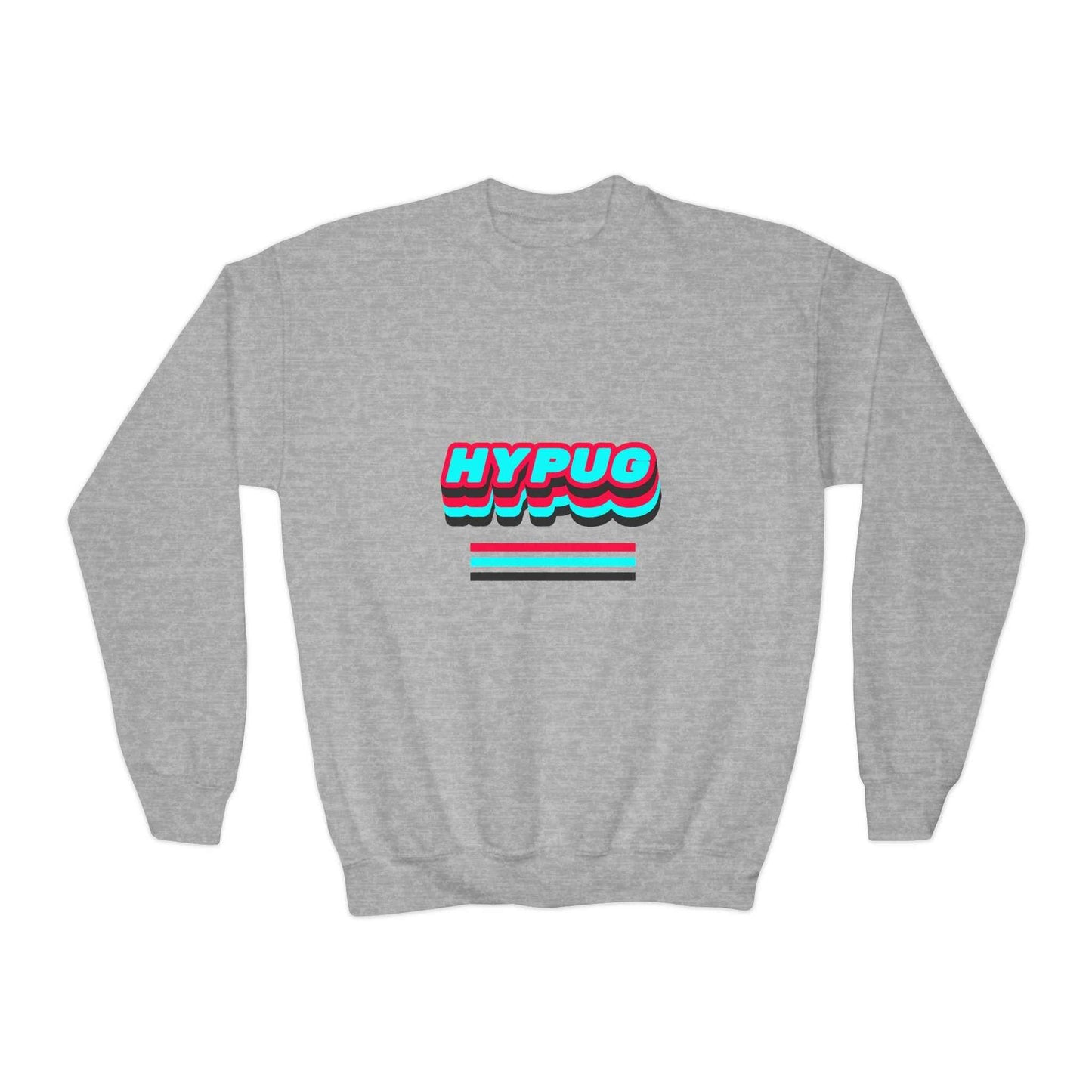 Hypug Youth Crewneck Sweatshirt — Retro "HYPUO" Graphic with Paw Print Accents