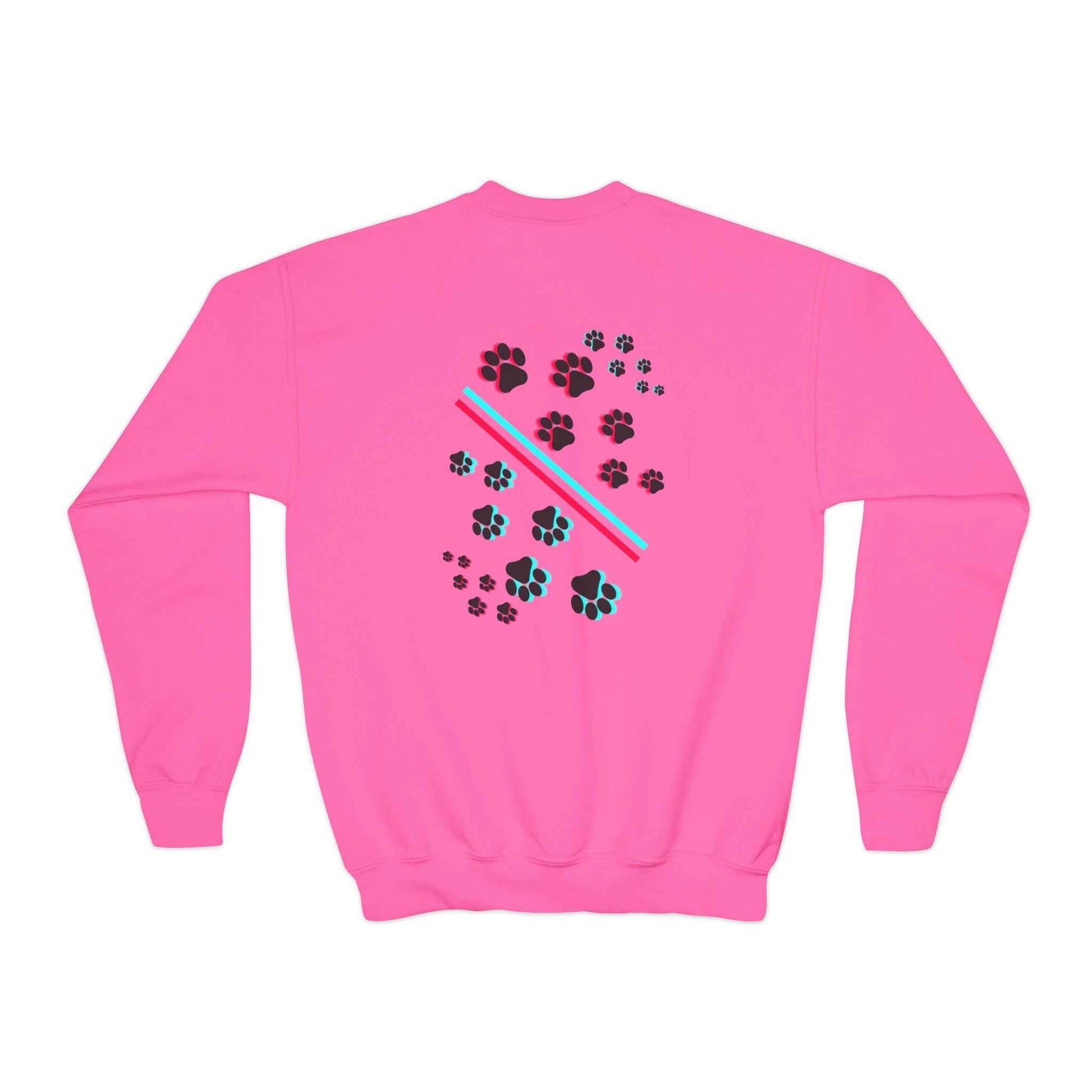 Hypug Youth Crewneck Sweatshirt — Retro "HYPUO" Graphic with Paw Print Accents