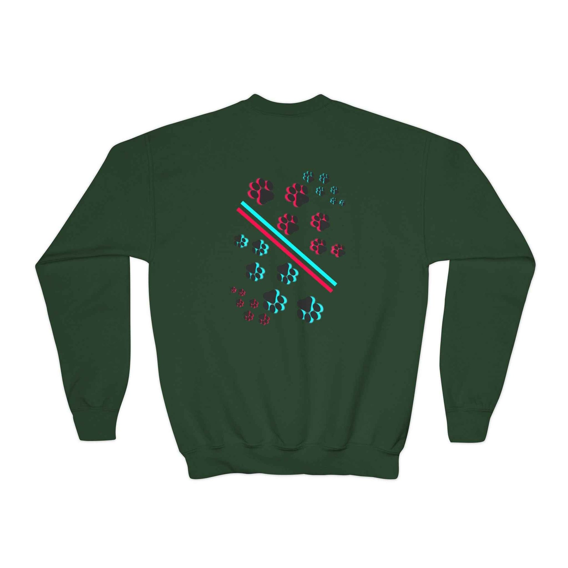 Hypug Youth Crewneck Sweatshirt — Retro "HYPUO" Graphic with Paw Print Accents