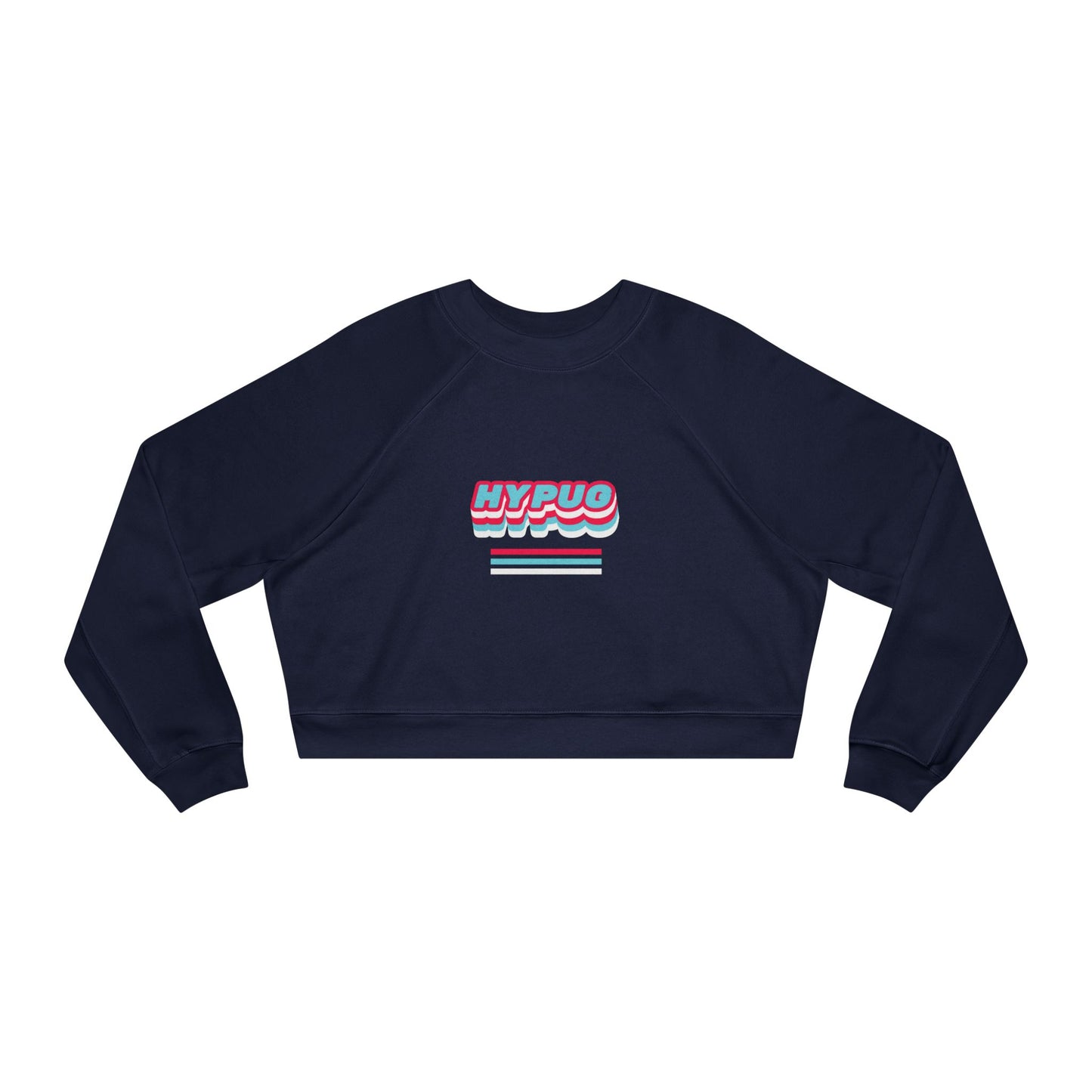 Cropped Pullover - Retro Neon 'HYPUG' Graphic Fleece