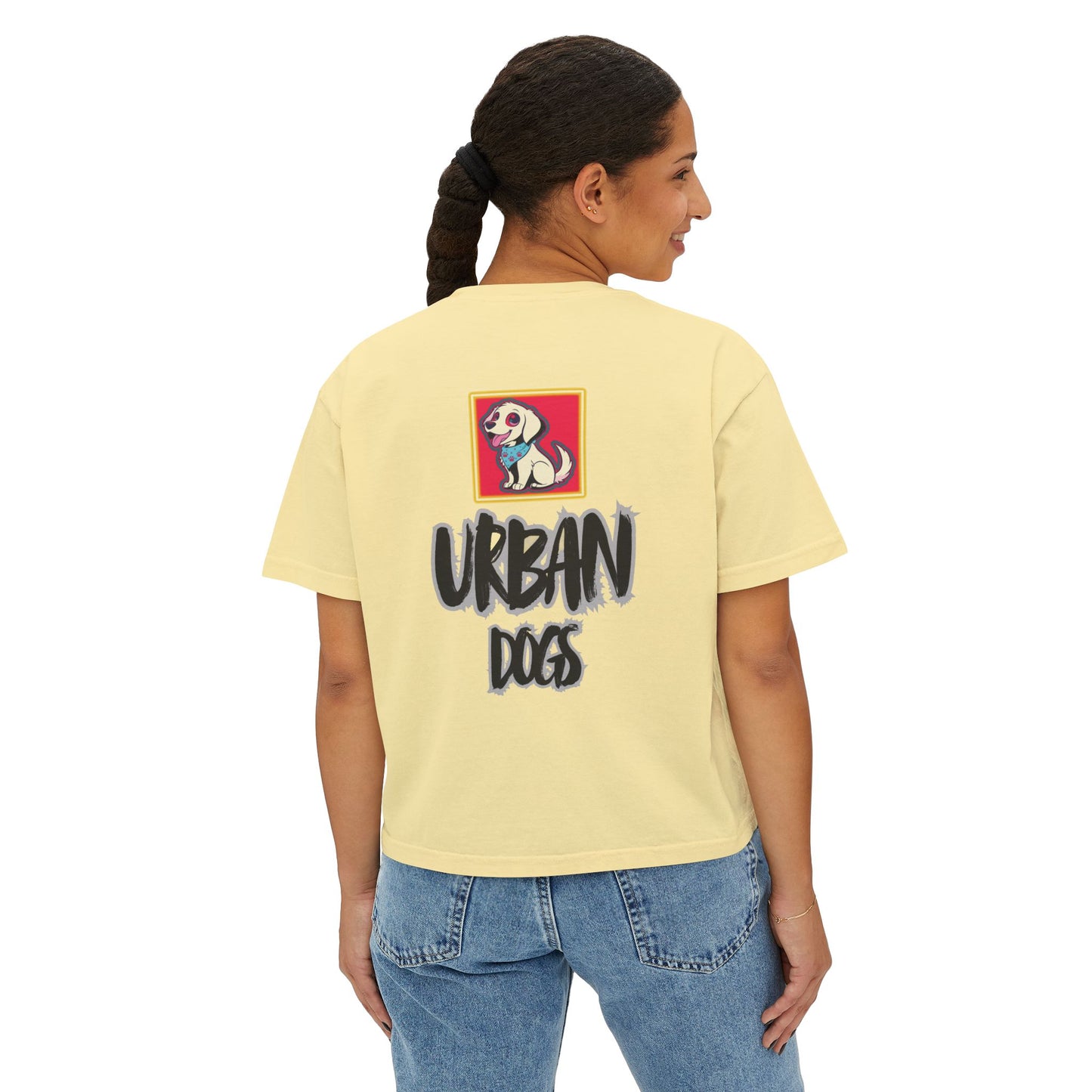 Urban Dogs Women's Boxy Tee — "Hustle" Graphic Streetwear