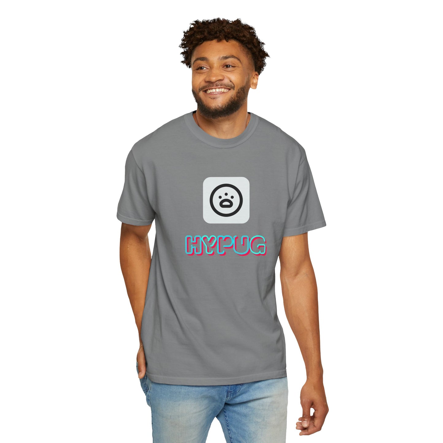Big Dog Graphic T-Shirt — 'HYPUG' Retro Logo with Illustrated Boxer Dog