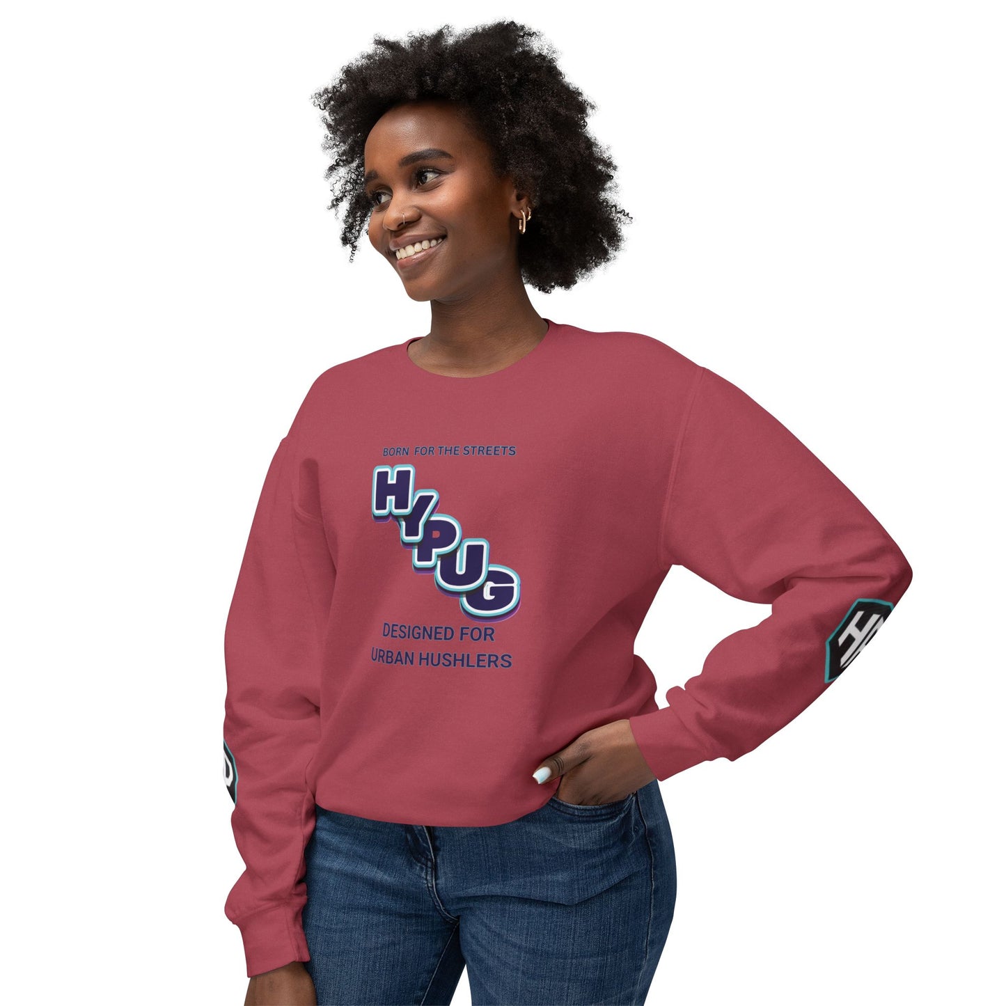 Crewneck Sweatshirt — “HYPUG: Born for the Streets / Designed for Urban Hushlers”