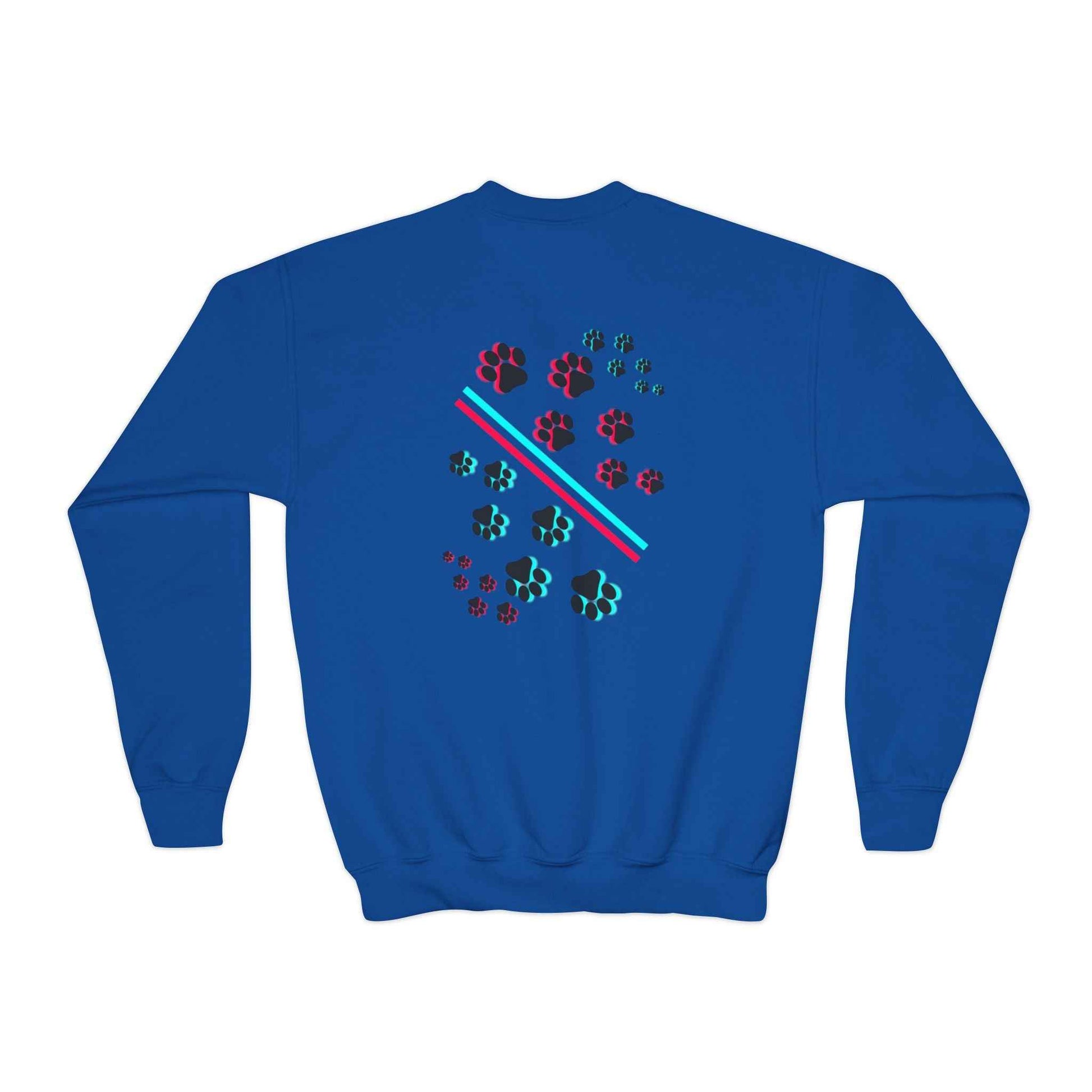 Hypug Youth Crewneck Sweatshirt — Retro "HYPUO" Graphic with Paw Print Accents