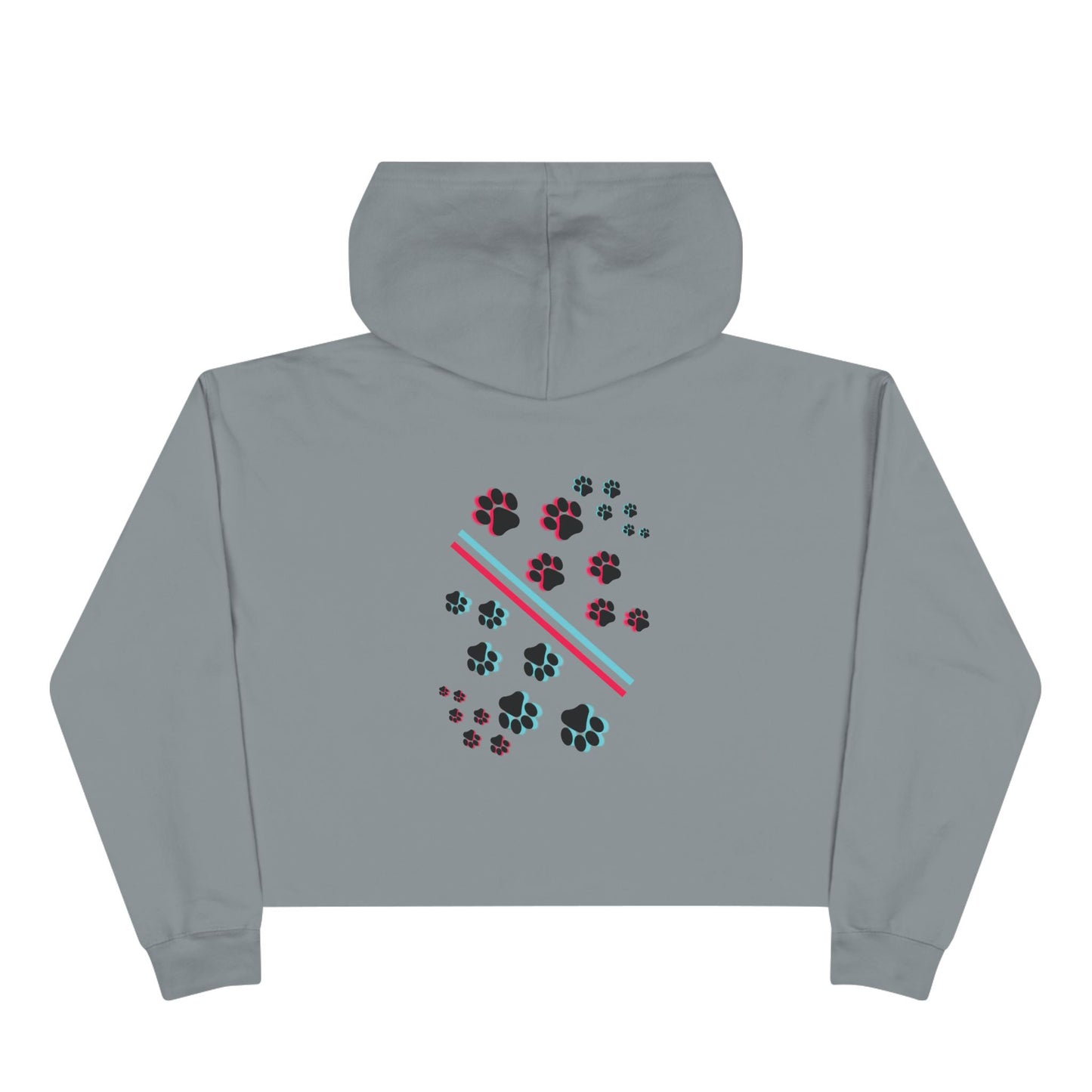 Cropped Hoodie — Retro 'HYPUG' Chest Logo & Paw Print Back Graphic