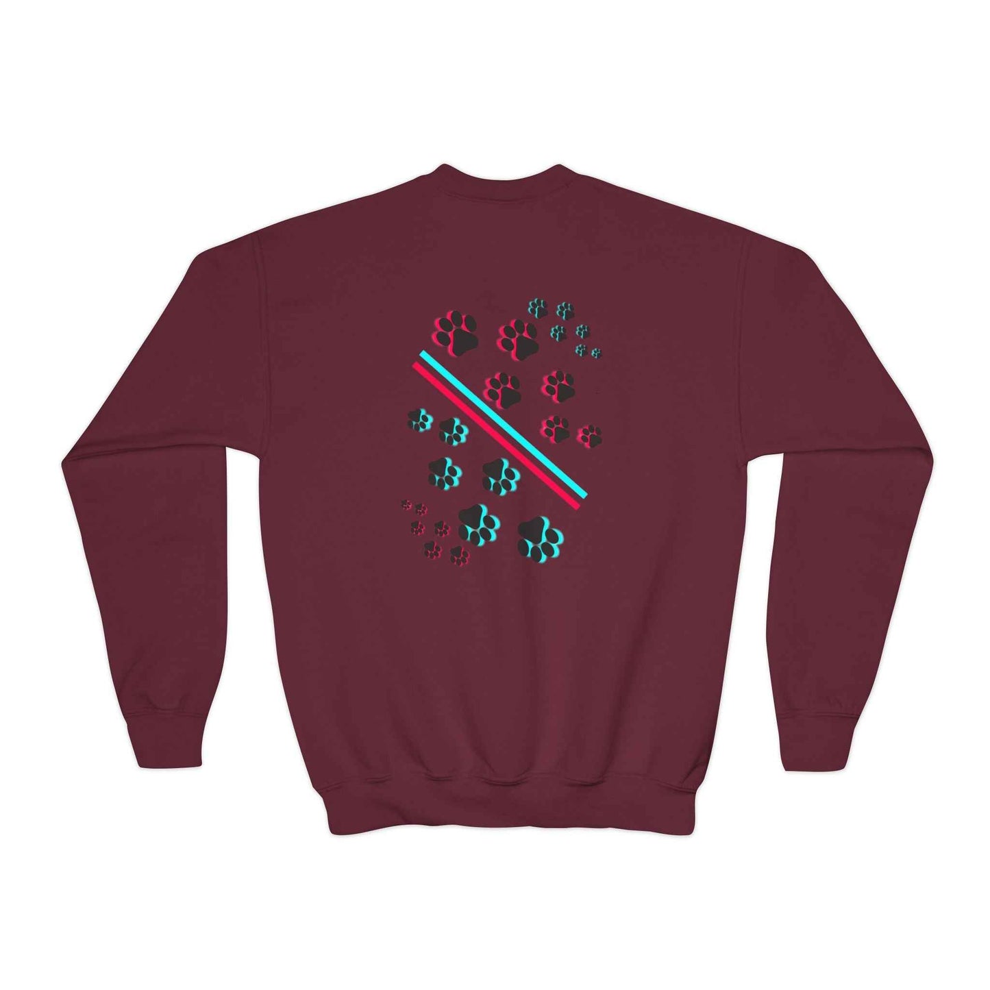 Hypug Youth Crewneck Sweatshirt — Retro "HYPUO" Graphic with Paw Print Accents