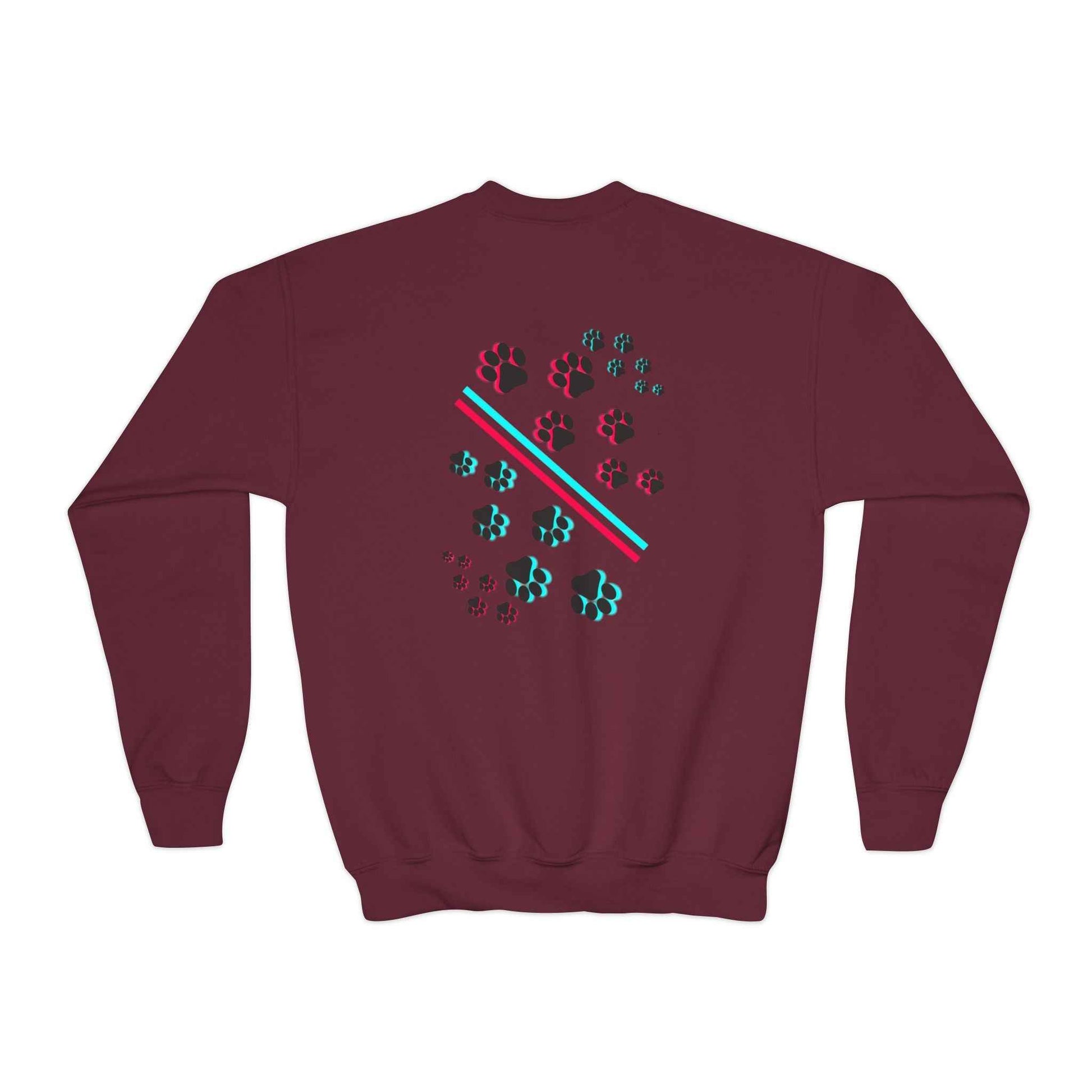 Hypug Youth Crewneck Sweatshirt — Retro "HYPUO" Graphic with Paw Print Accents