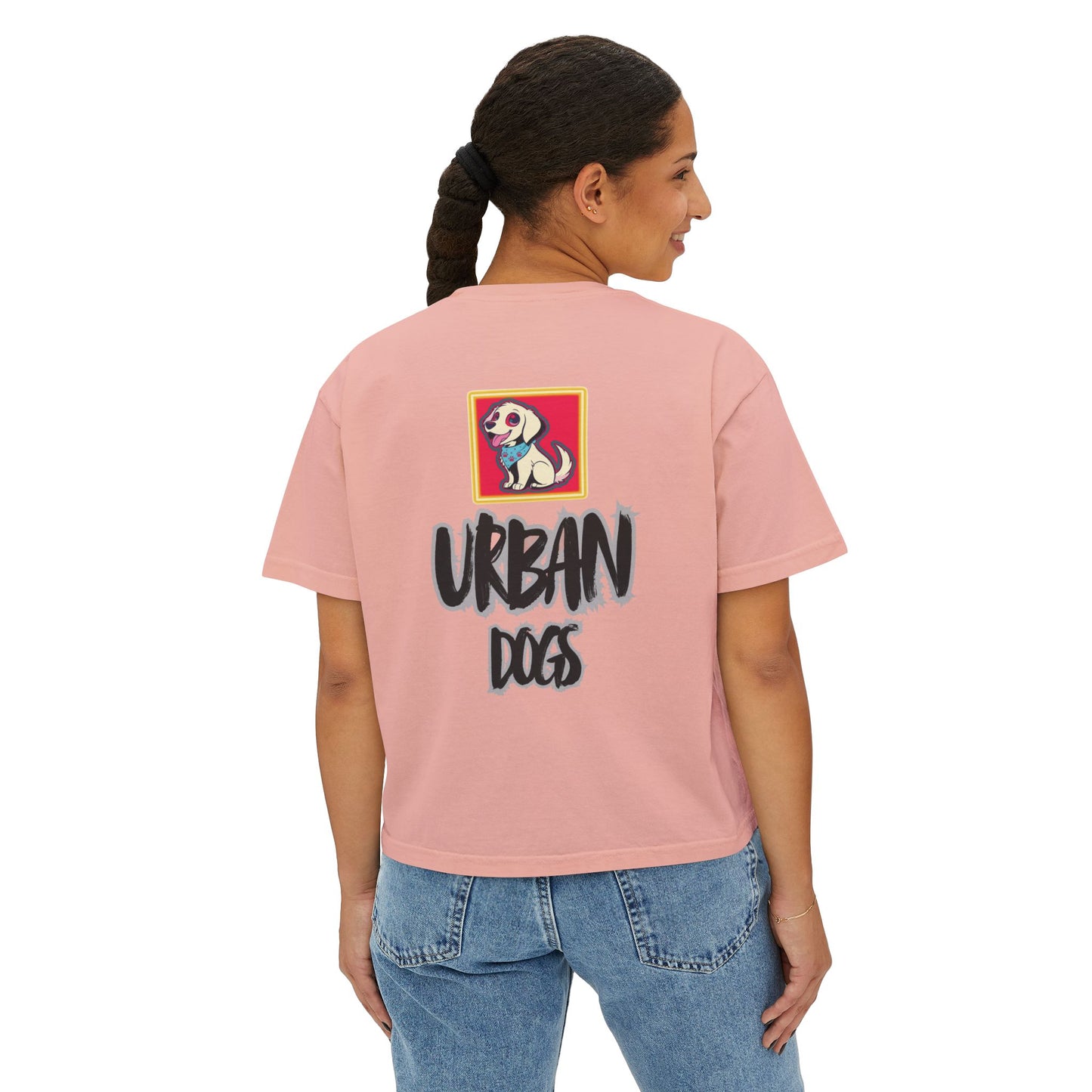 Urban Dogs Women's Boxy Tee — "Hustle" Graphic Streetwear