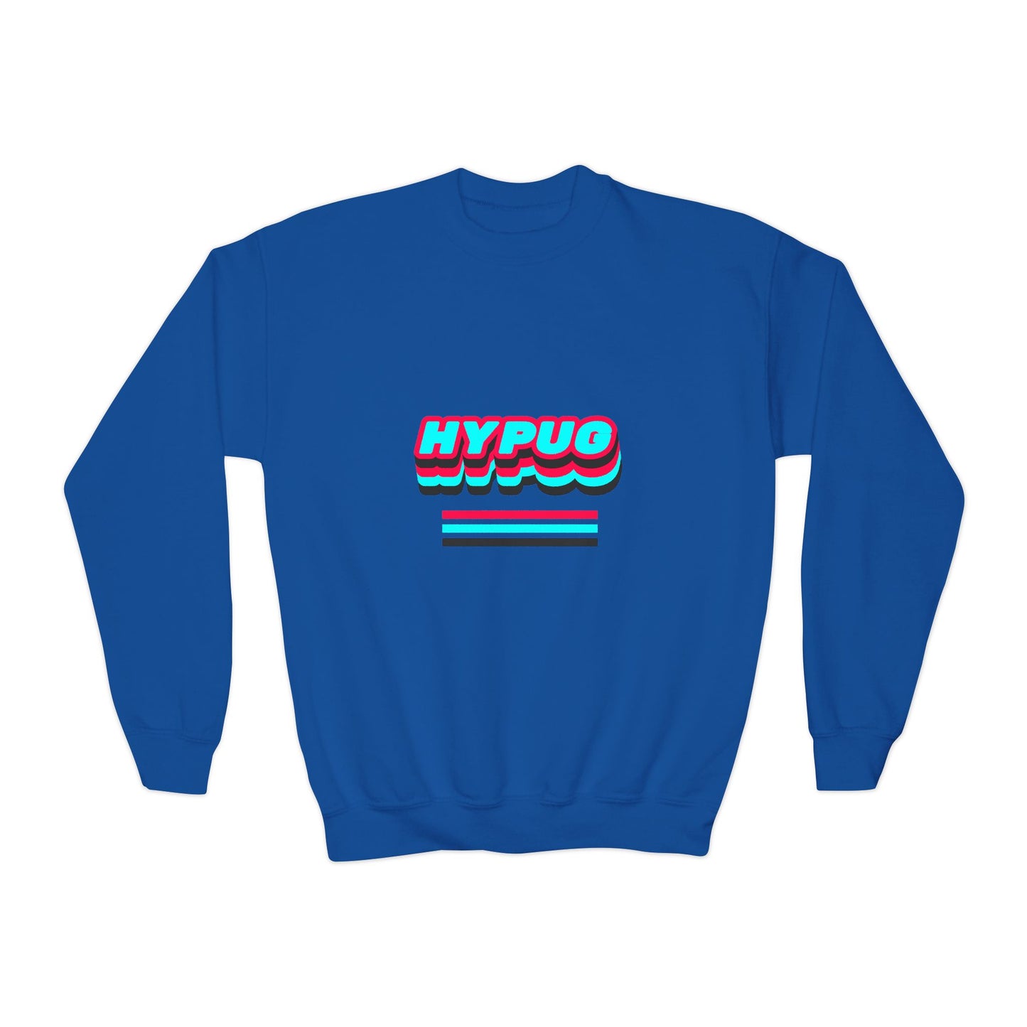Hypug Youth Crewneck Sweatshirt — Retro "HYPUO" Graphic with Paw Print Accents