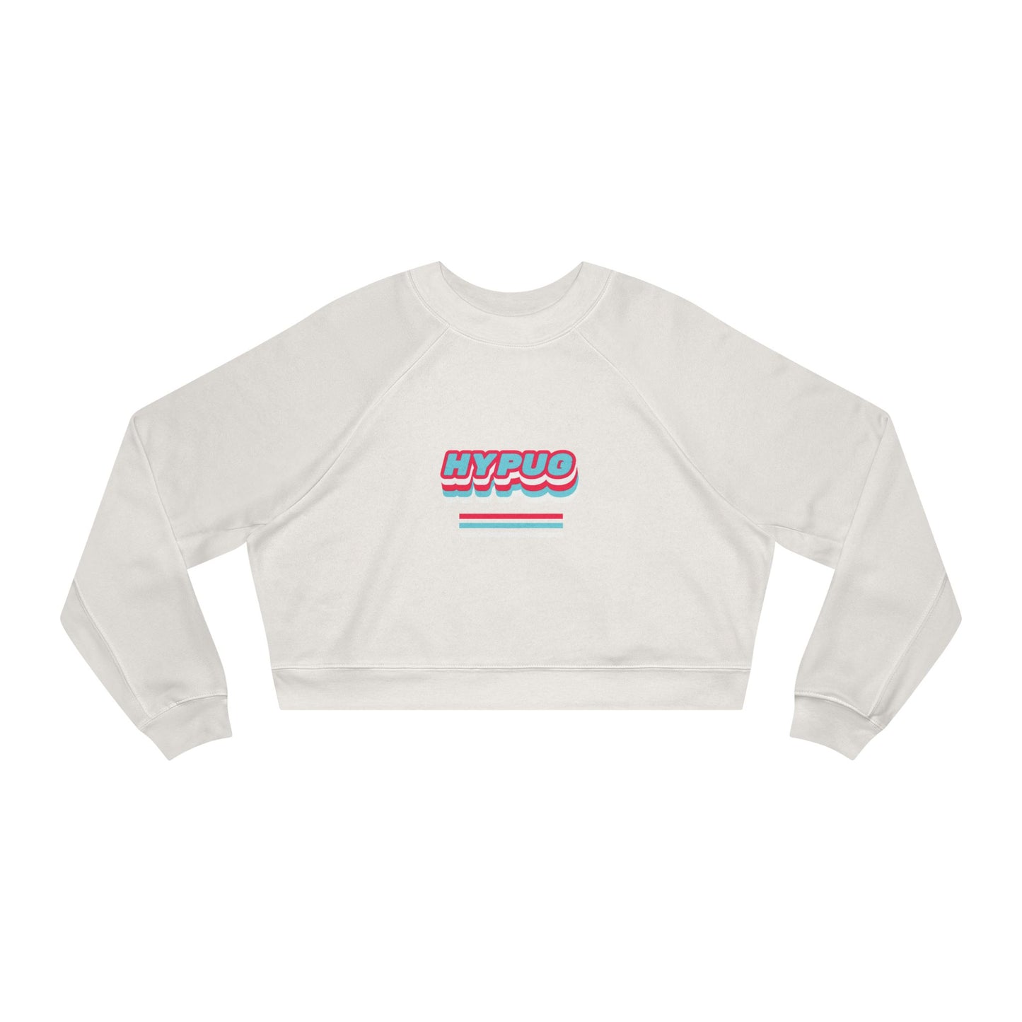 Cropped Pullover - Retro Neon 'HYPUG' Graphic Fleece