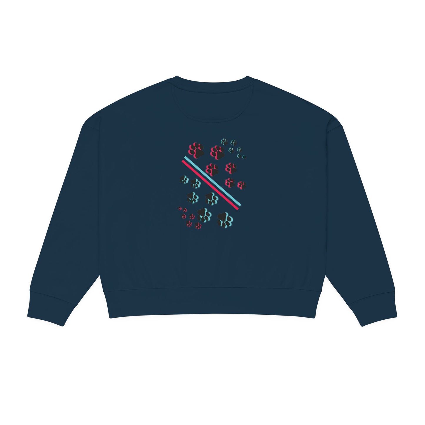 Women's Alma Crewneck Sweatshirt — Retro 'HYPUG' Graphic & Floral Paw Print Design