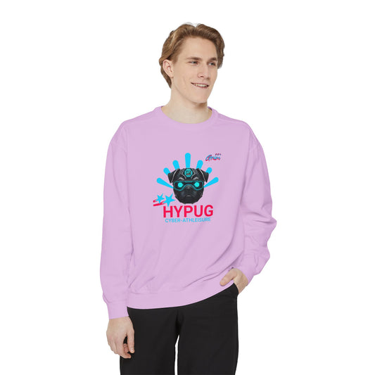 Pug Hypug Graphic Sweatshirt — "HYPUG" Retro Dog Crewneck Orchid