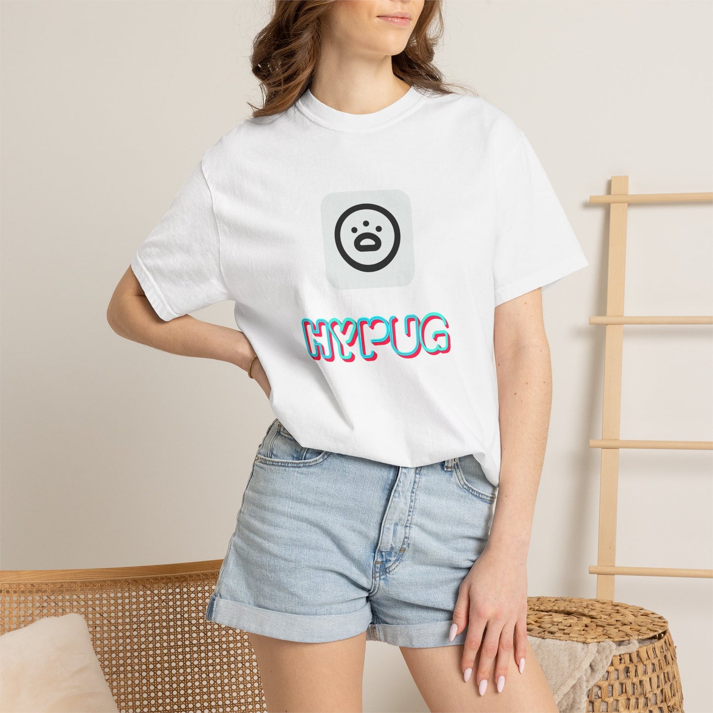 Big Dog Graphic T-Shirt — 'HYPUG' Retro Logo with Illustrated Boxer Dog