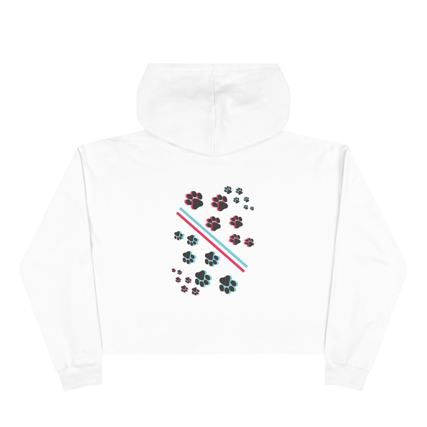 Cropped Hoodie — Retro 'HYPUG' Chest Logo & Paw Print Back Graphic