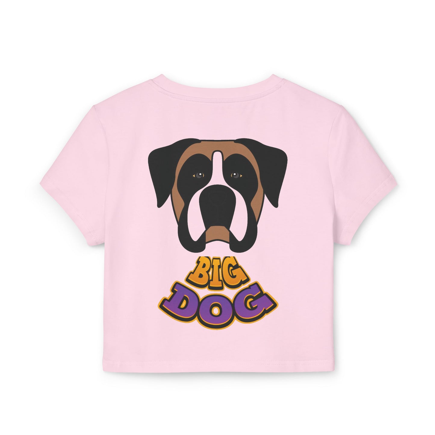 Big Dog Boxer Tee — Women's Cropped Baby Tee with Boxer Face & 'Big Dog' Retro Print