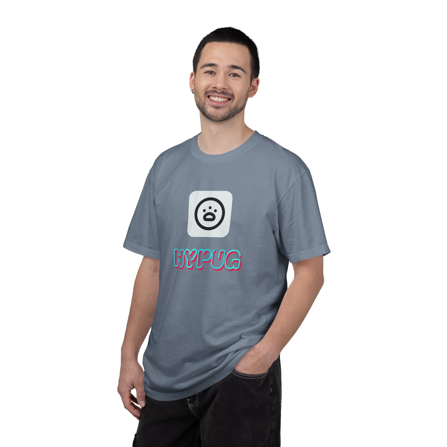 Big Dog Graphic T-Shirt — 'HYPUG' Retro Logo with Illustrated Boxer Dog
