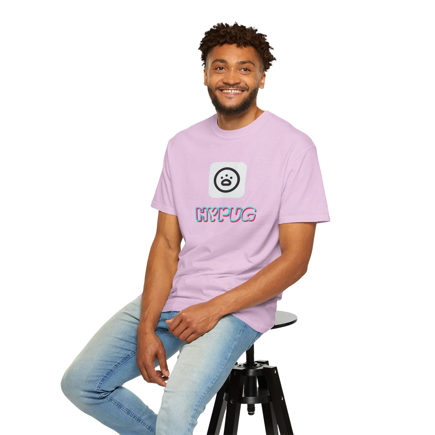 Big Dog Graphic T-Shirt — 'HYPUG' Retro Logo with Illustrated Boxer Dog