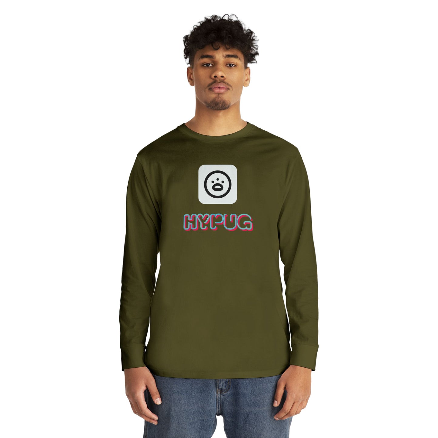 Big Dog Boxer Long Sleeve Tee — 'HYPUG BIG DOG' Graphic Crewneck