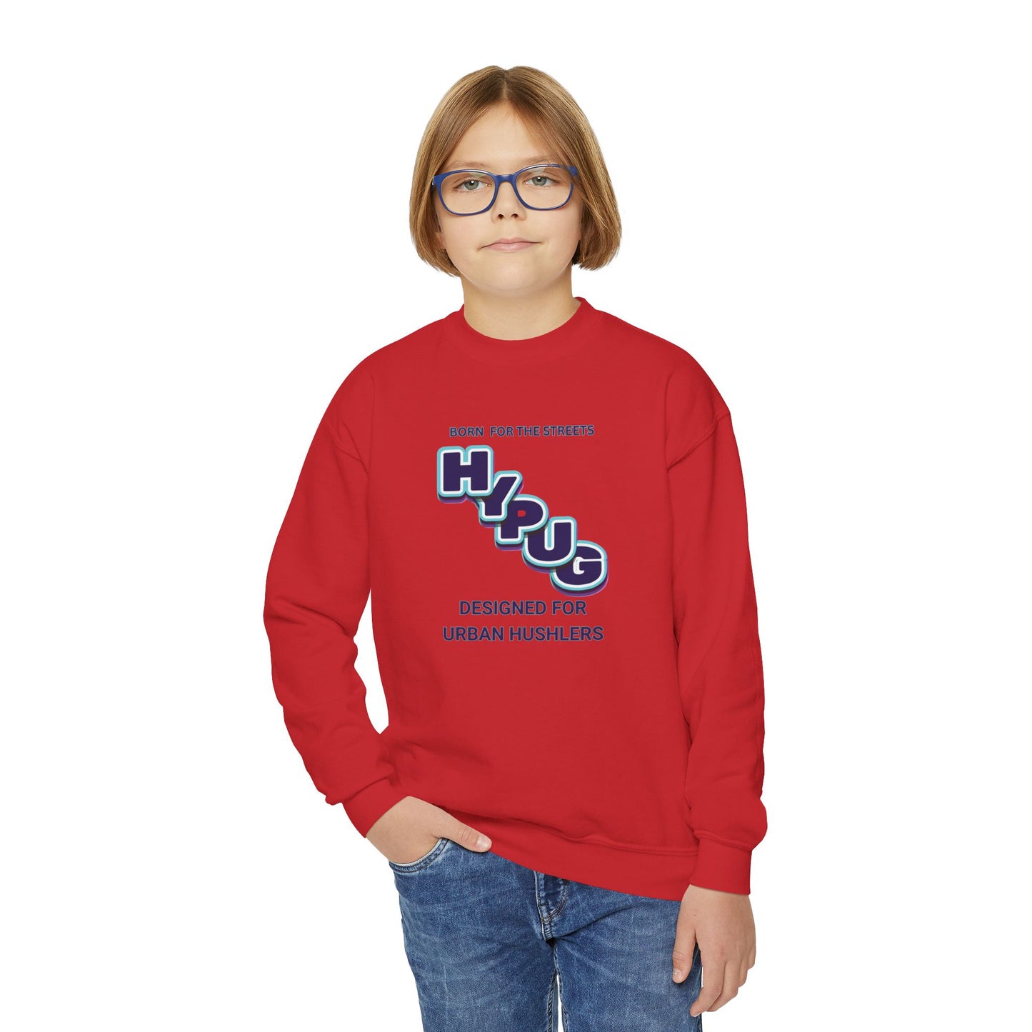 Hypug Youth Crewneck Sweatshirt — Urban Dogs "Hipus" Graphic Pullover