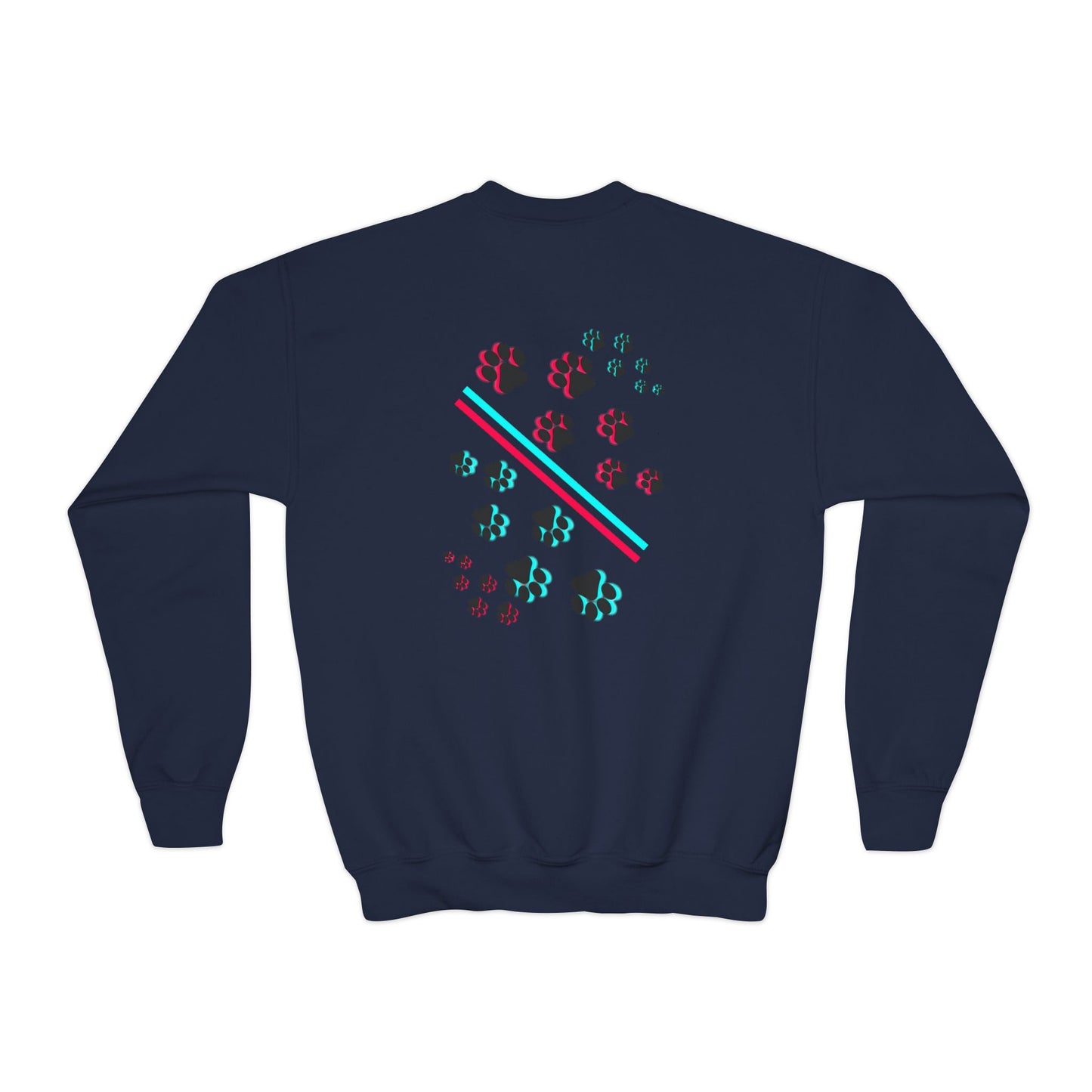 Hypug Youth Crewneck Sweatshirt — Retro "HYPUO" Graphic with Paw Print Accents