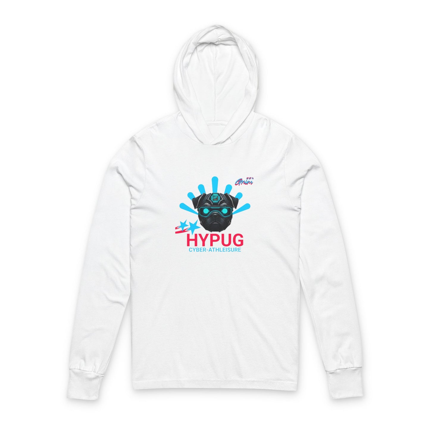 Hypug cyber-pug Hooded Long Sleeve Tee White