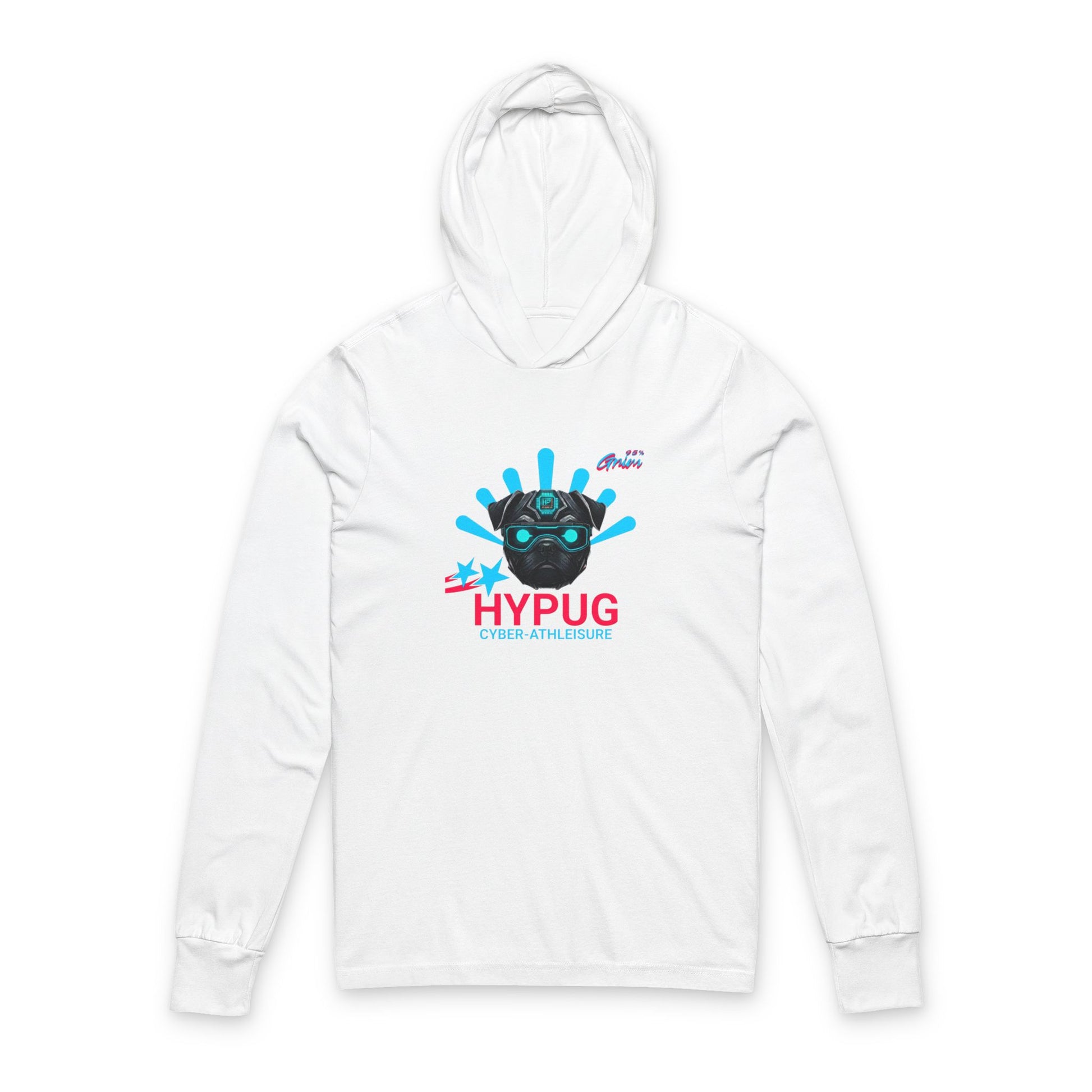 Hypug cyber-pug Hooded Long Sleeve Tee White