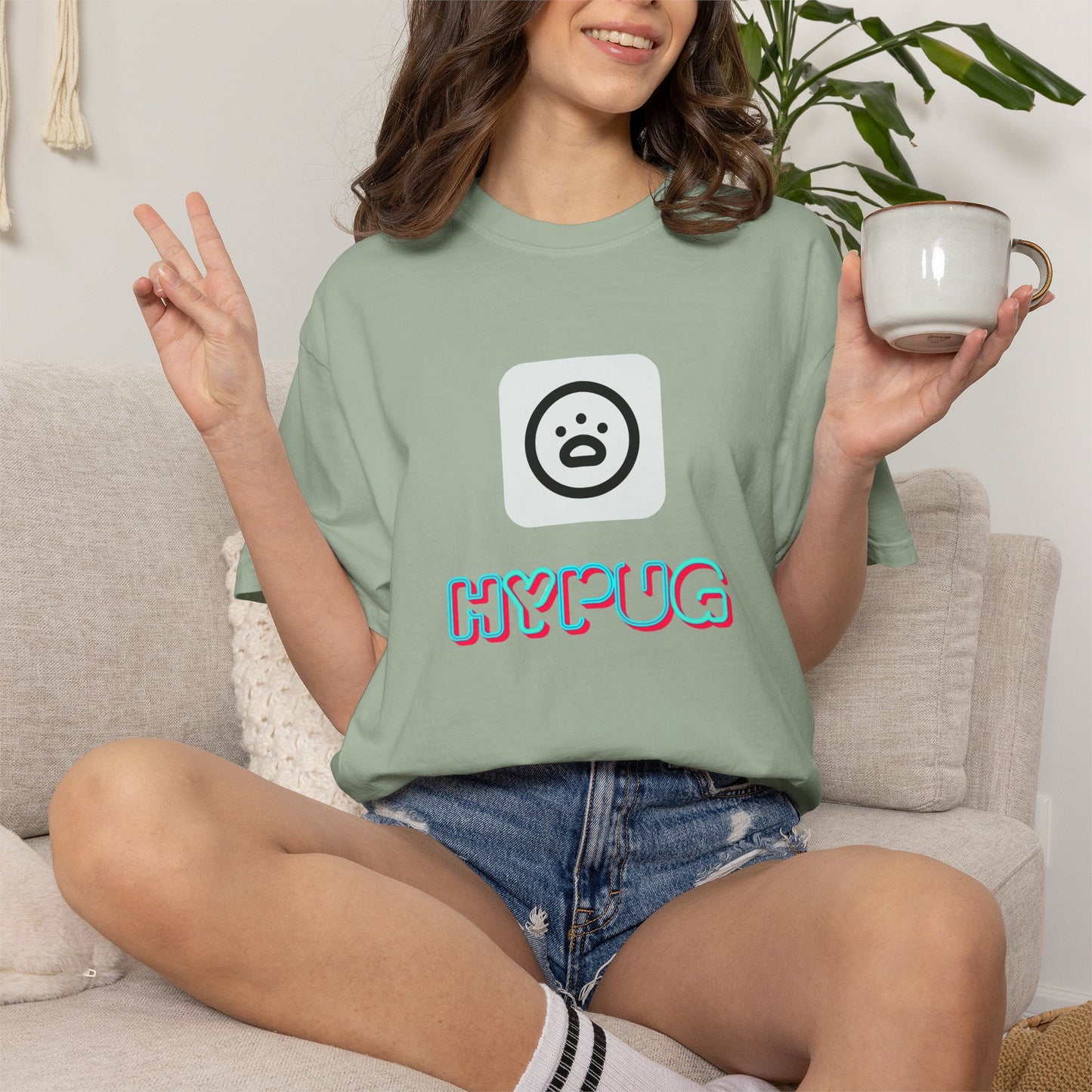 Big Dog Graphic T-Shirt — 'HYPUG' Retro Logo with Illustrated Boxer Dog