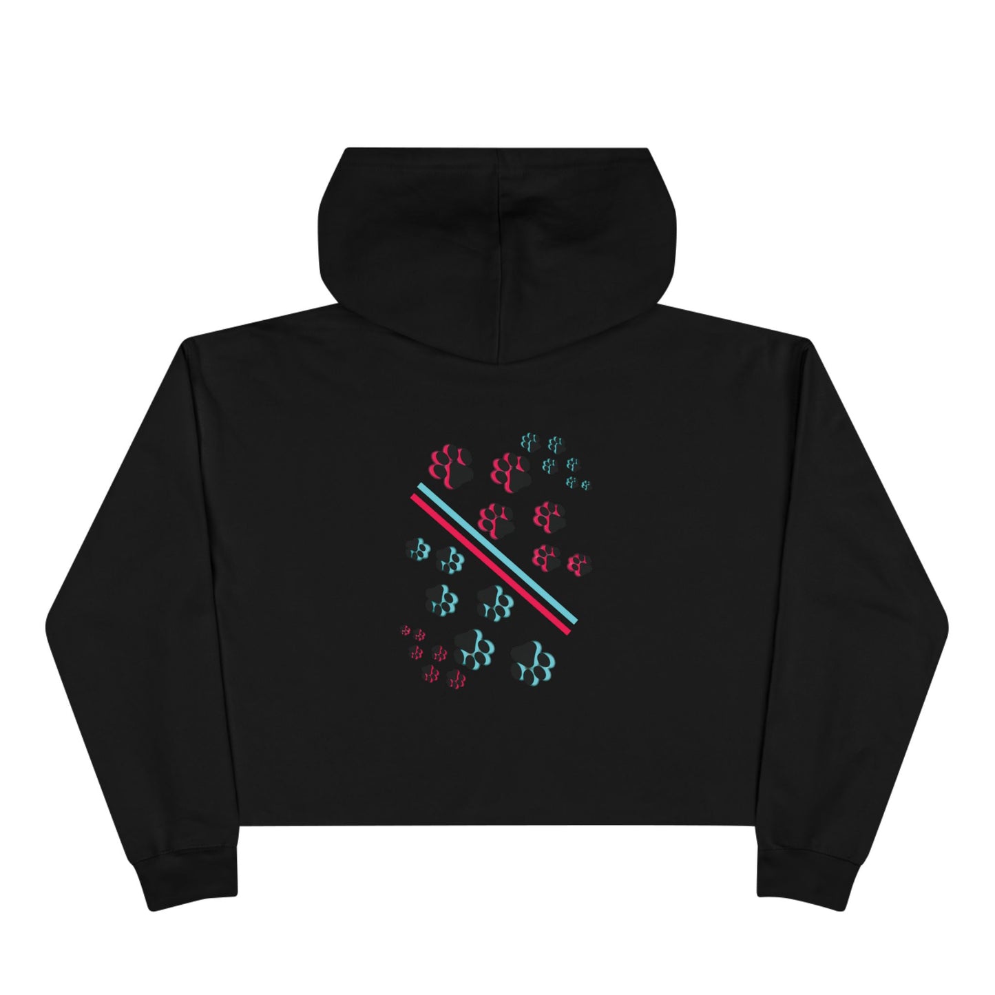 Cropped Hoodie — Retro 'HYPUG' Chest Logo & Paw Print Back Graphic