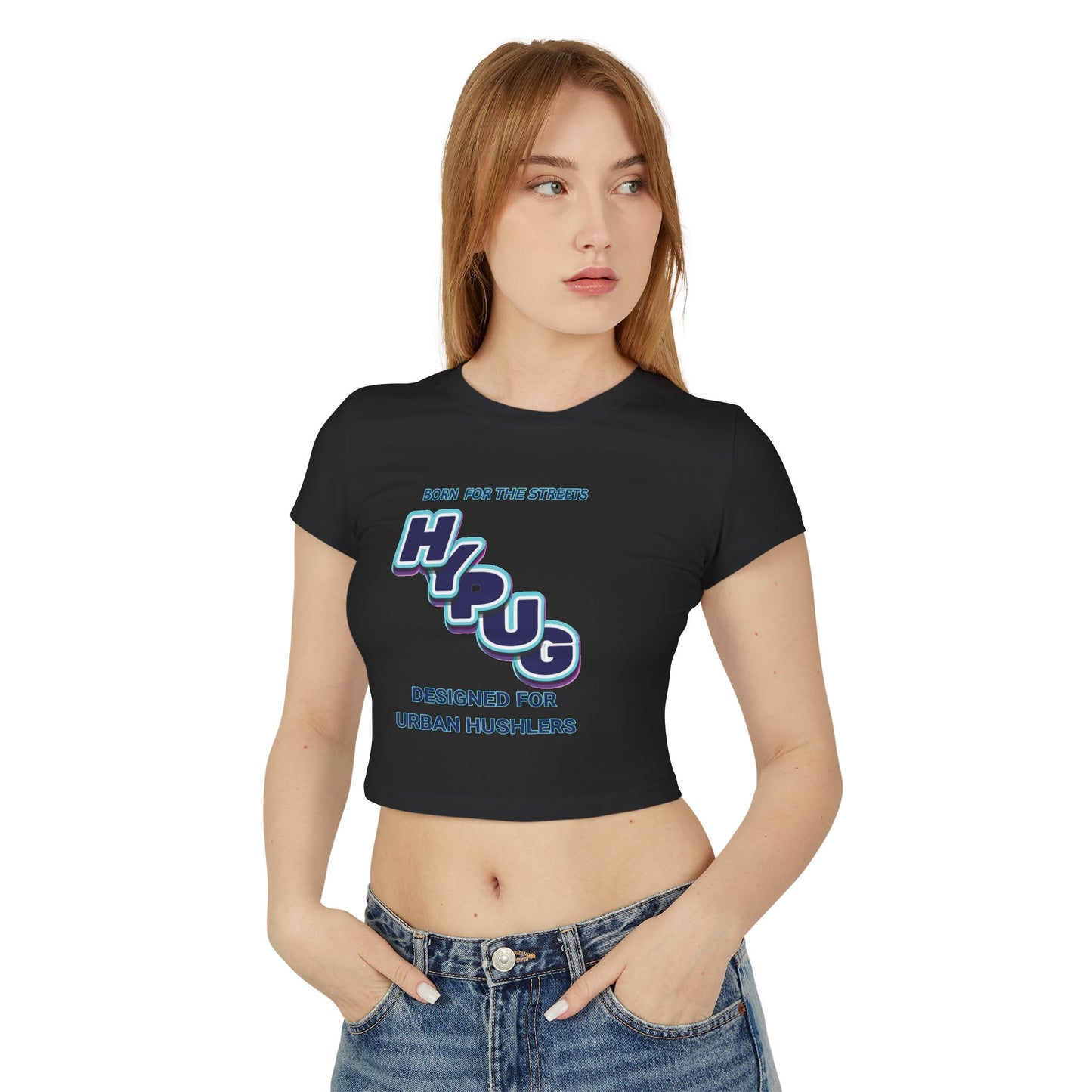 Urban Dogs Graphic Baby Tee — "Hypug" Streetwear Crop Top for Urban Hustlers