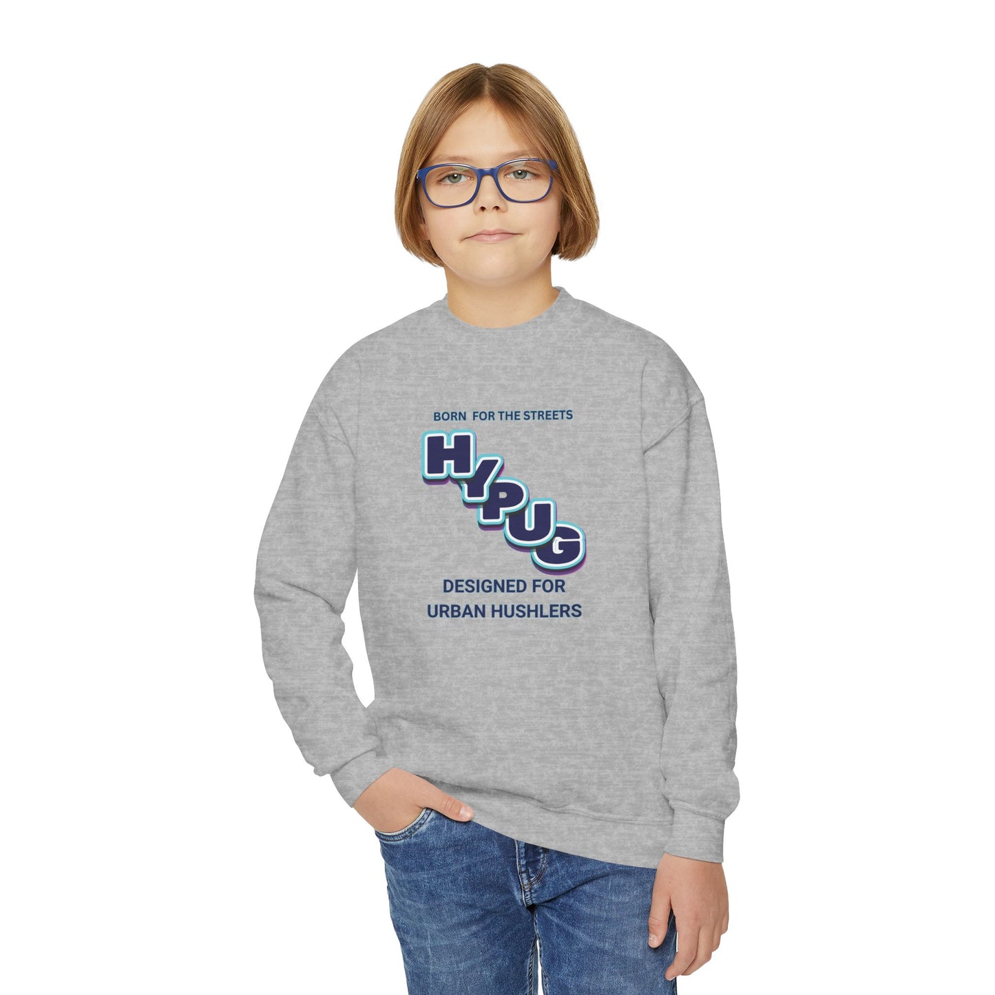 Hypug Youth Crewneck Sweatshirt — Urban Dogs "Hipus" Graphic Pullover