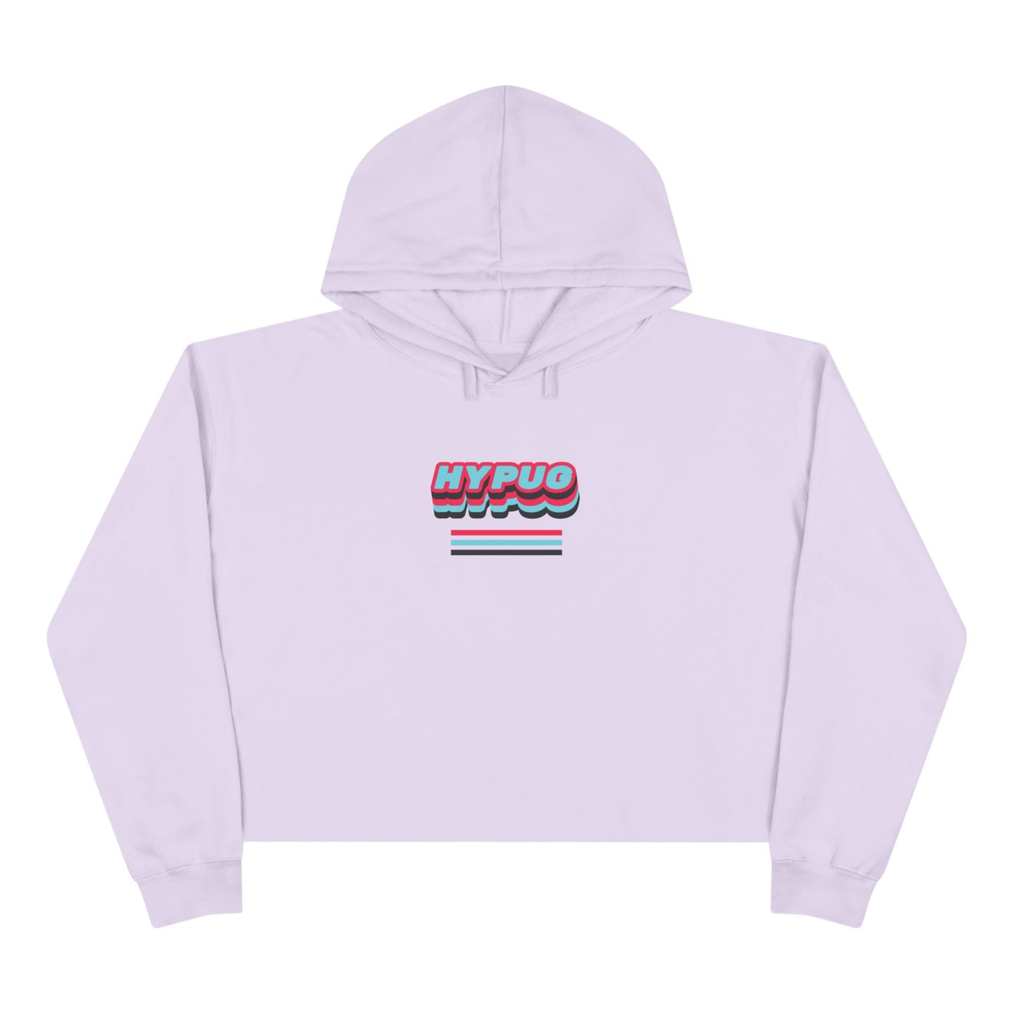 Cropped Hoodie — Retro 'HYPUG' Chest Logo & Paw Print Back Graphic