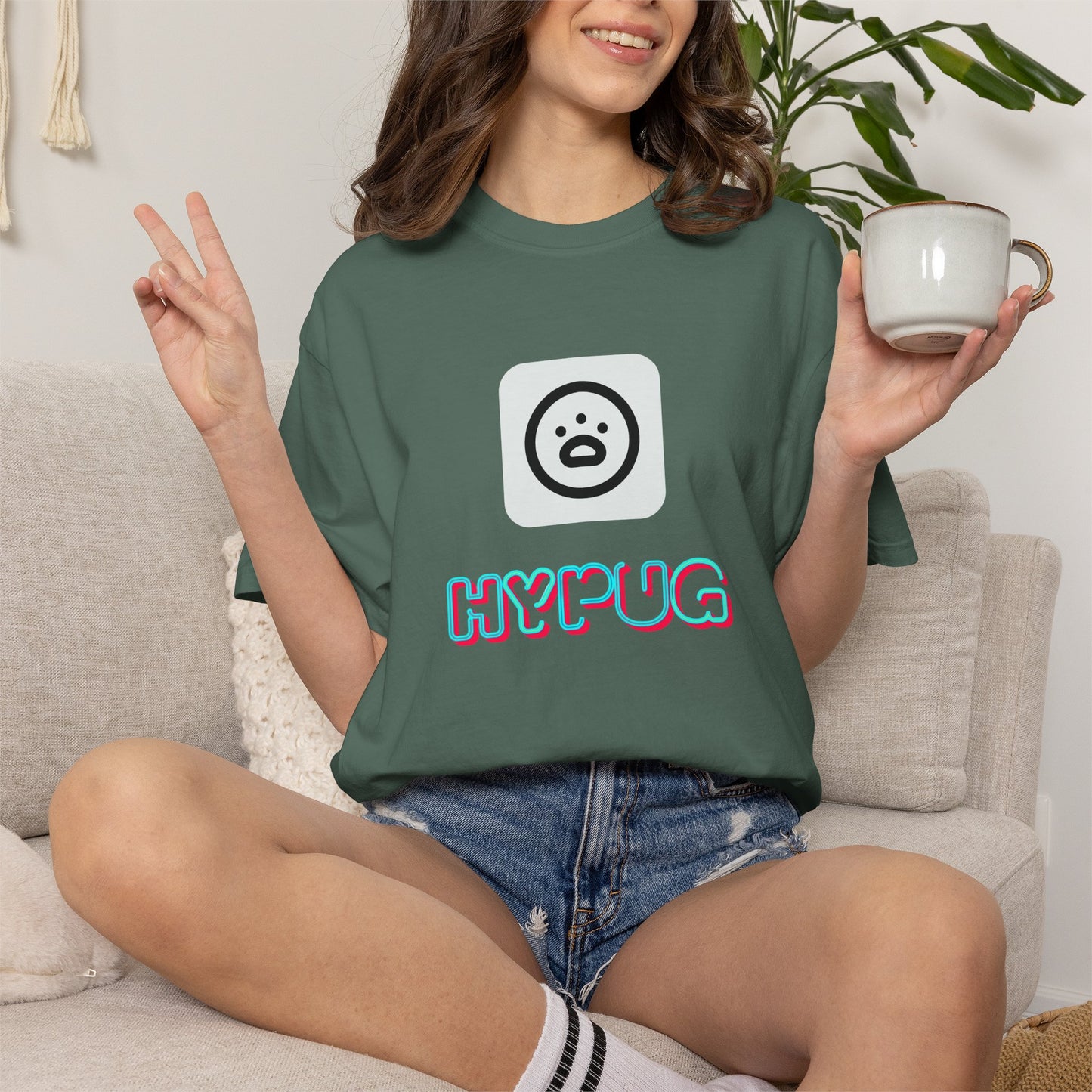 Big Dog Graphic T-Shirt — 'HYPUG' Retro Logo with Illustrated Boxer Dog