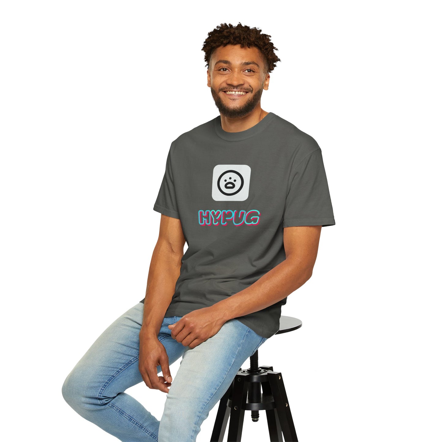 Big Dog Graphic T-Shirt — 'HYPUG' Retro Logo with Illustrated Boxer Dog