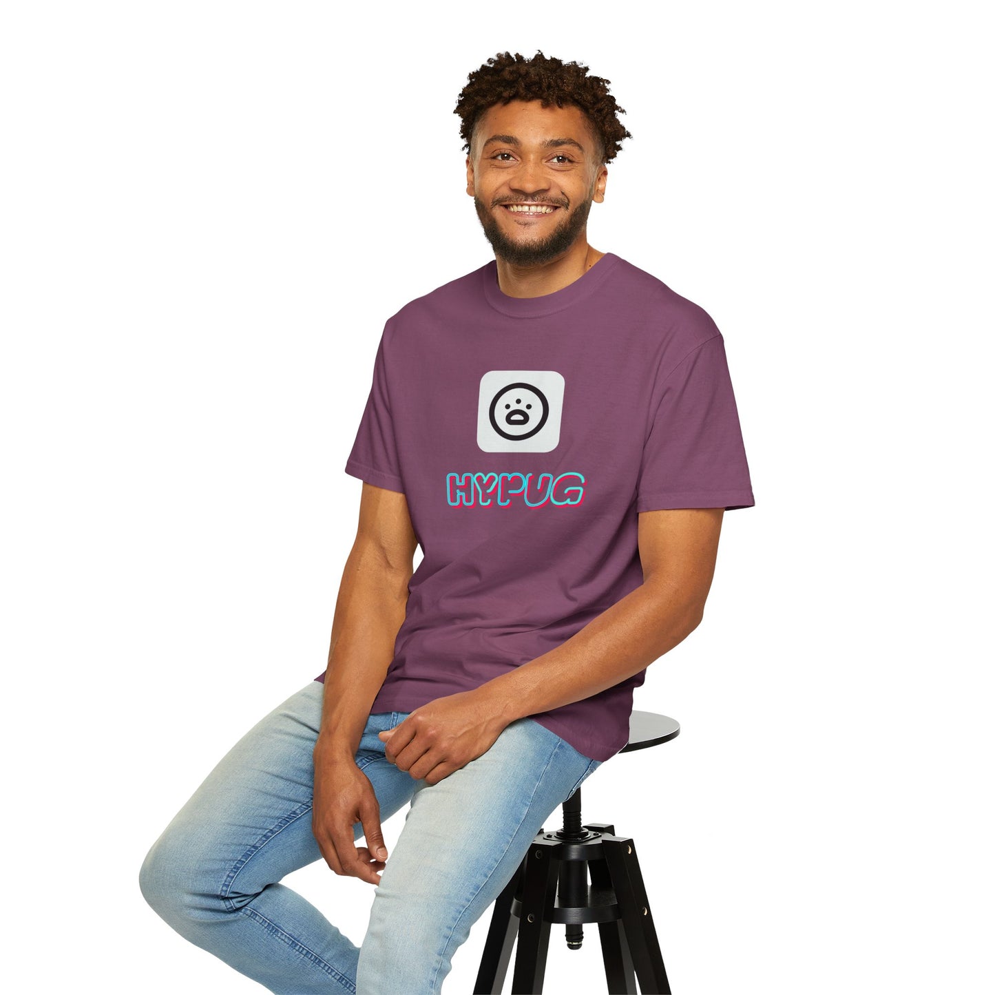 Big Dog Graphic T-Shirt — 'HYPUG' Retro Logo with Illustrated Boxer Dog