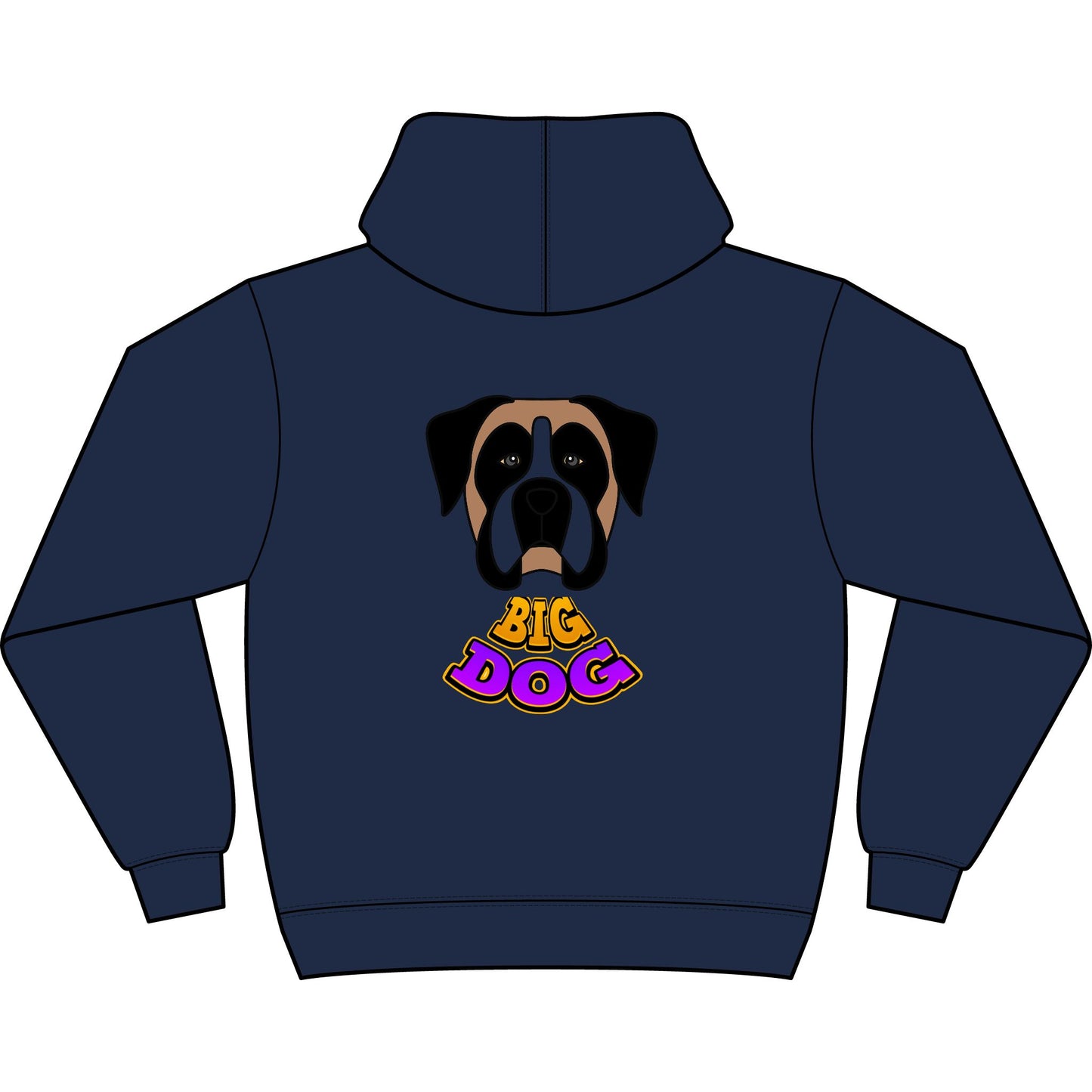 Hypug Big Dog Boxer Hoodie — Men's Graphic Dog Face Pullover with 'Big Dog' & 'Hug' Cute Chest Print