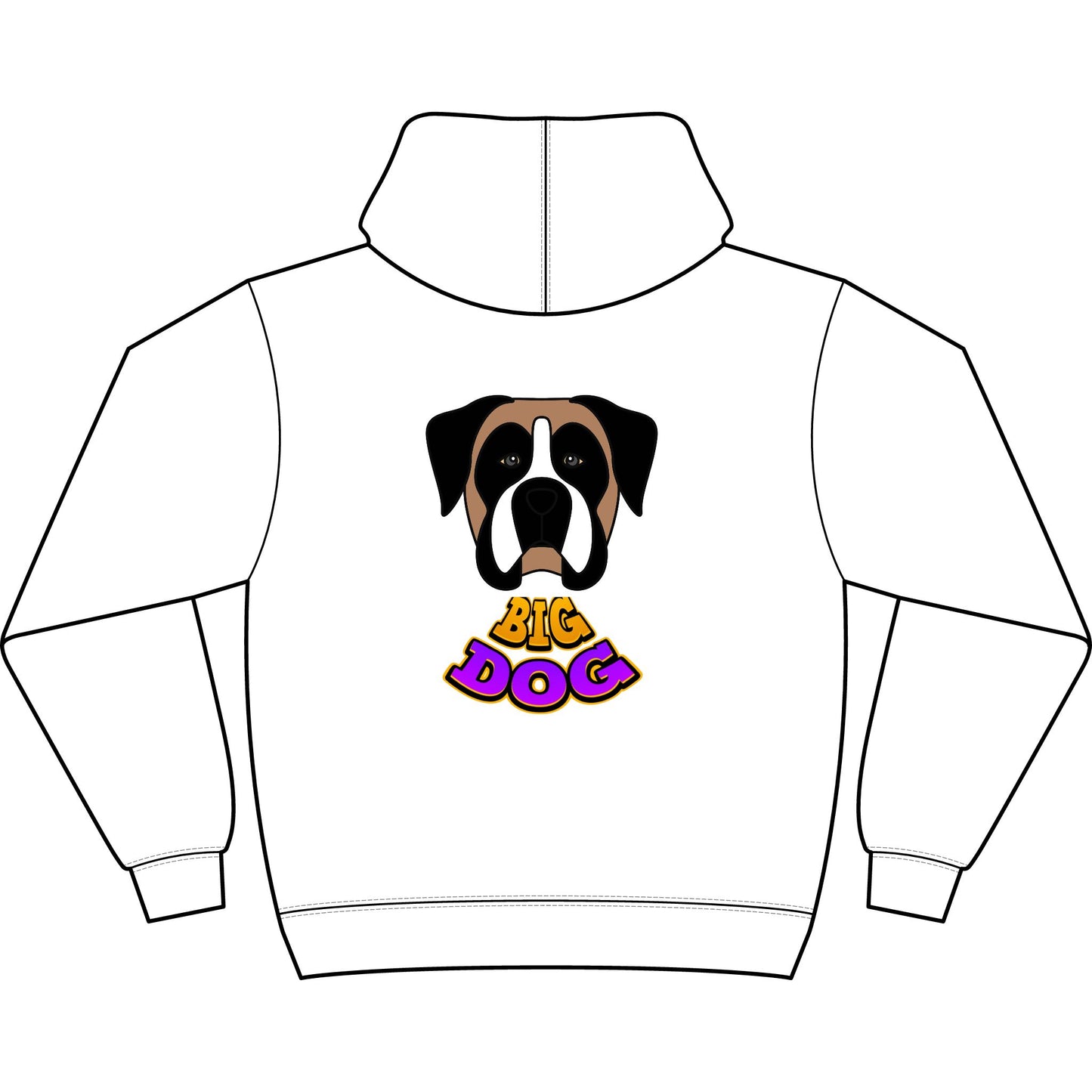 Hypug Big Dog Boxer Hoodie — Men's Graphic Dog Face Pullover with 'Big Dog' & 'Hug' Cute Chest Print