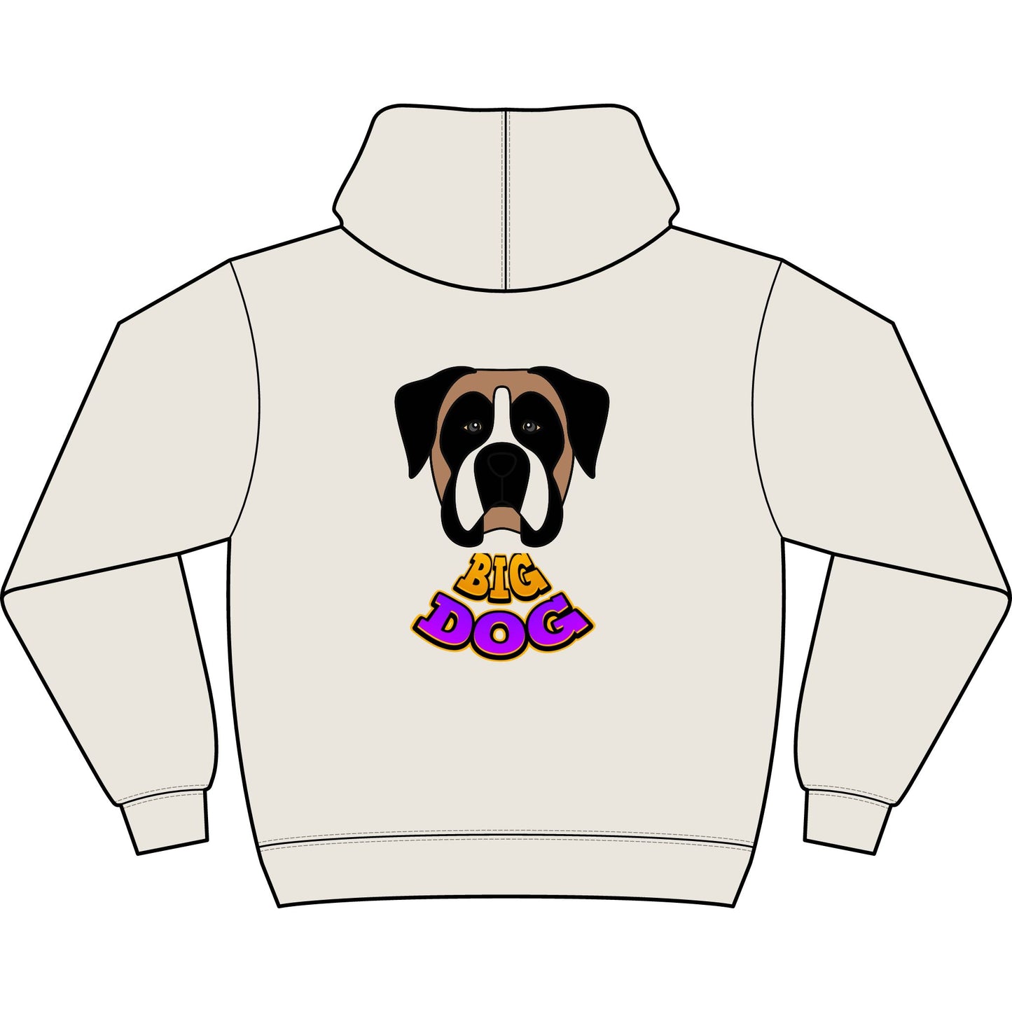 Hypug Big Dog Boxer Hoodie — Men's Graphic Dog Face Pullover with 'Big Dog' & 'Hug' Cute Chest Print