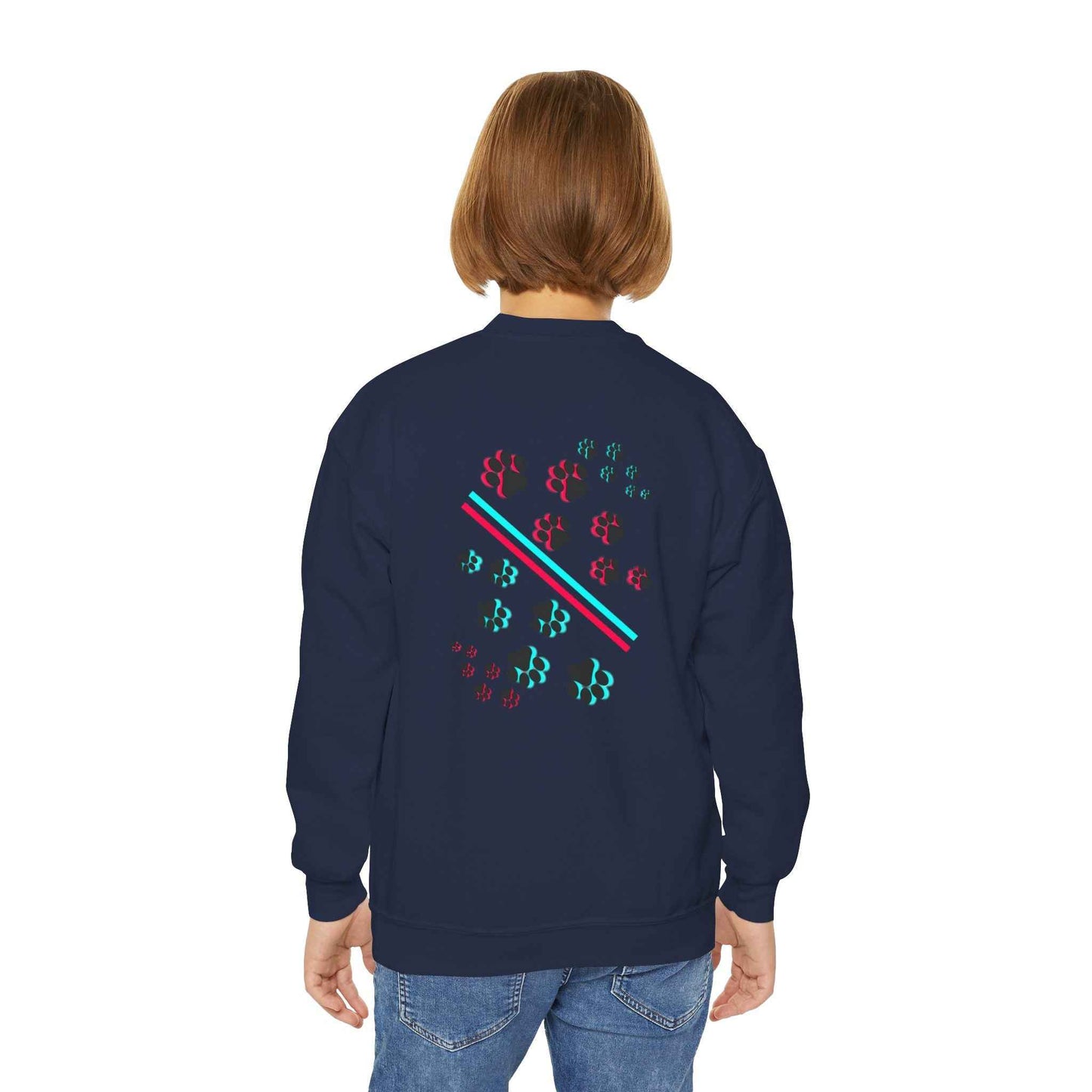 Hypug Youth Crewneck Sweatshirt — Retro "HYPUO" Graphic with Paw Print Accents