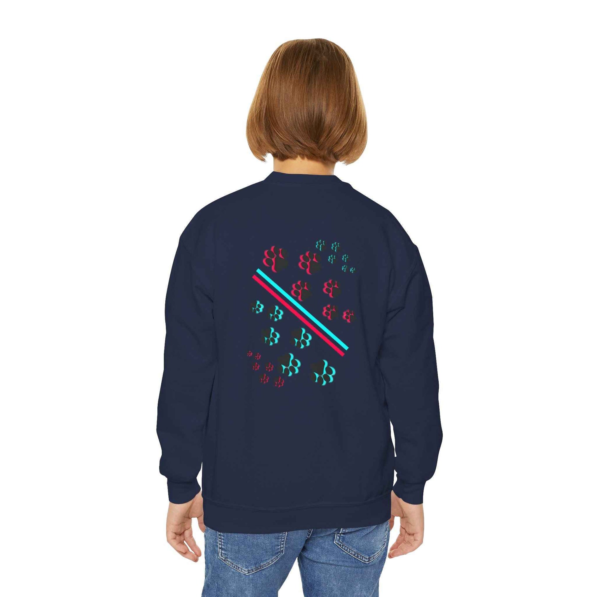 Hypug Youth Crewneck Sweatshirt — Retro "HYPUO" Graphic with Paw Print Accents