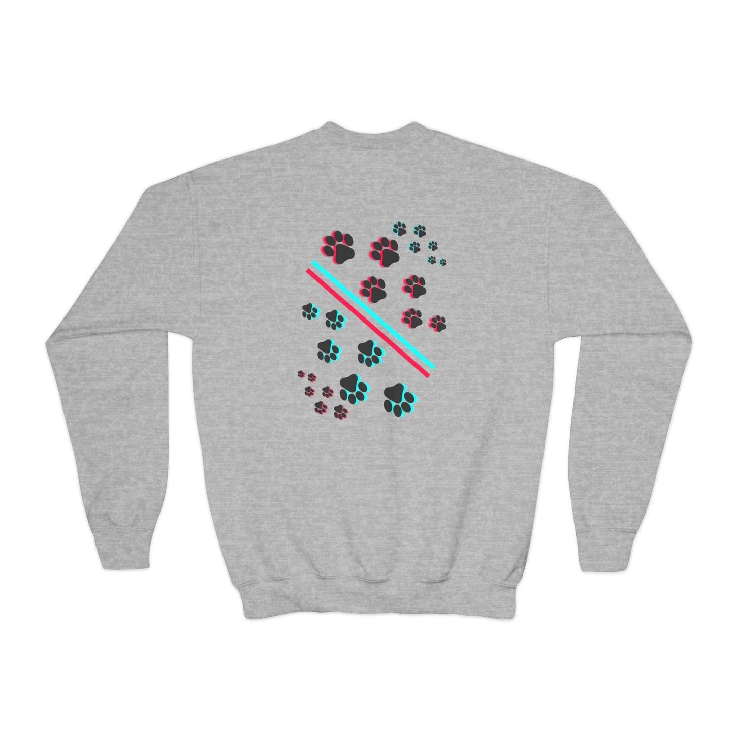 Hypug Youth Crewneck Sweatshirt — Retro "HYPUO" Graphic with Paw Print Accents