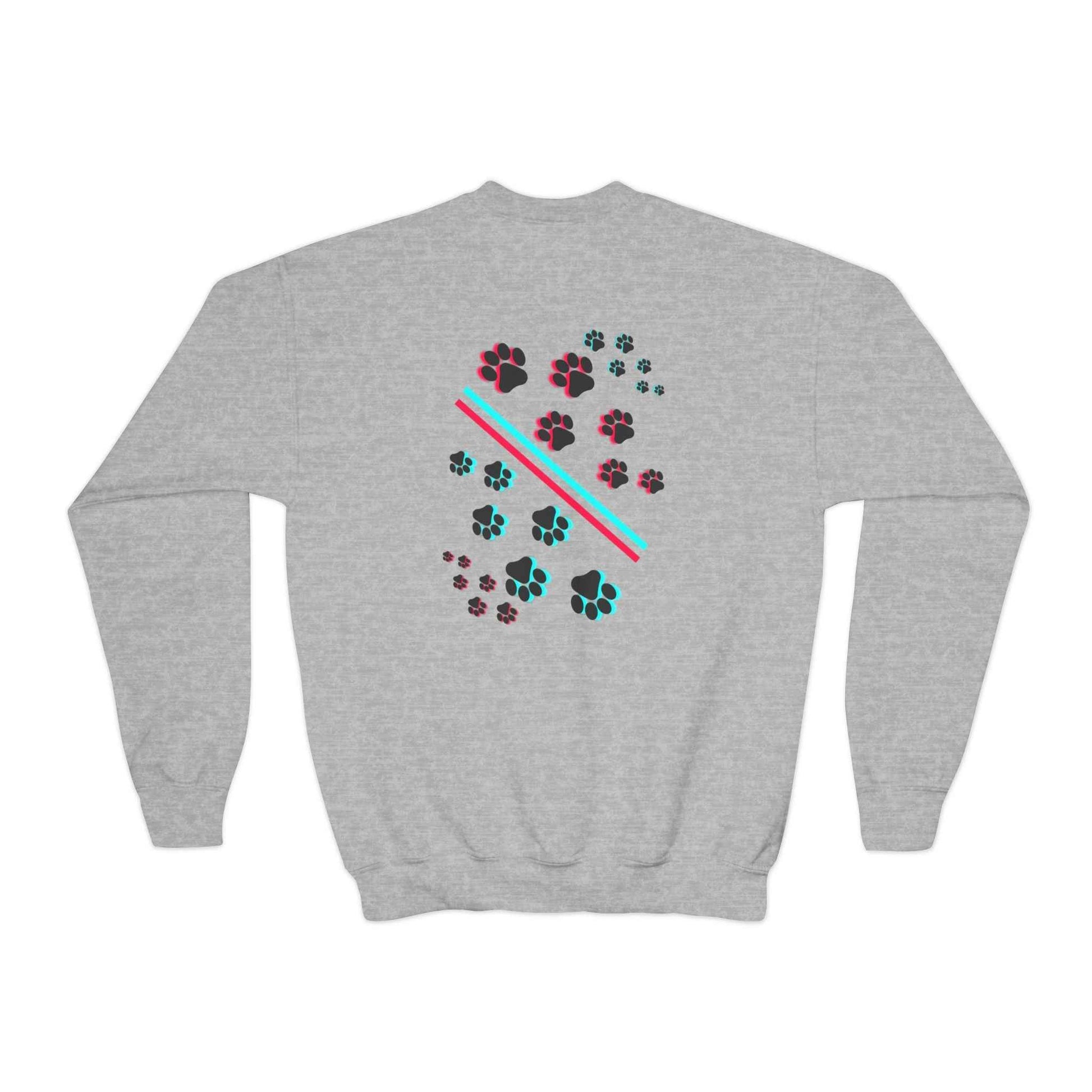 Hypug Youth Crewneck Sweatshirt — Retro "HYPUO" Graphic with Paw Print Accents