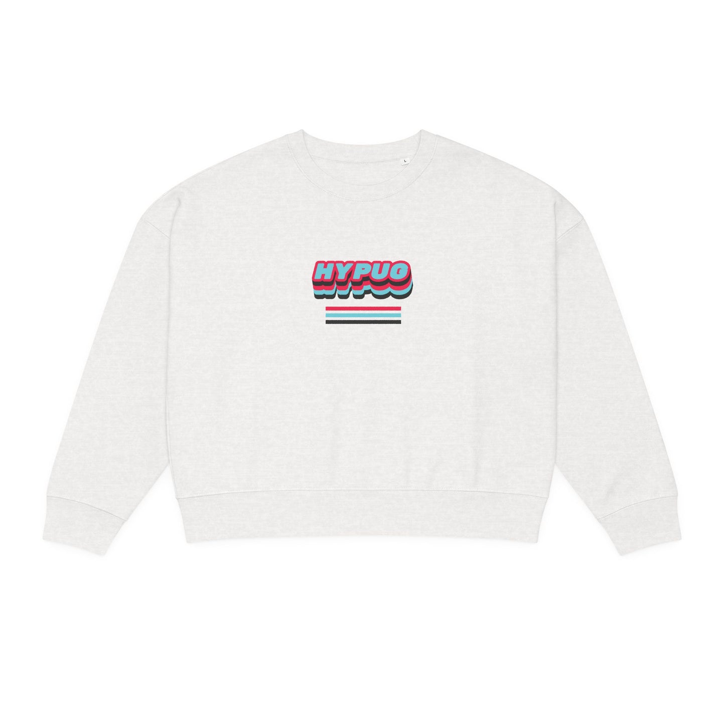 Women's Alma Crewneck Sweatshirt — Retro 'HYPUG' Graphic & Floral Paw Print Design