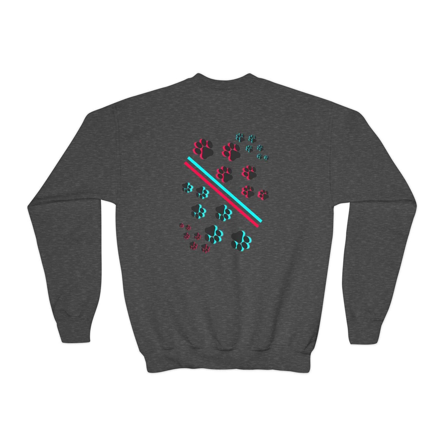 Hypug Youth Crewneck Sweatshirt — Retro "HYPUO" Graphic with Paw Print Accents