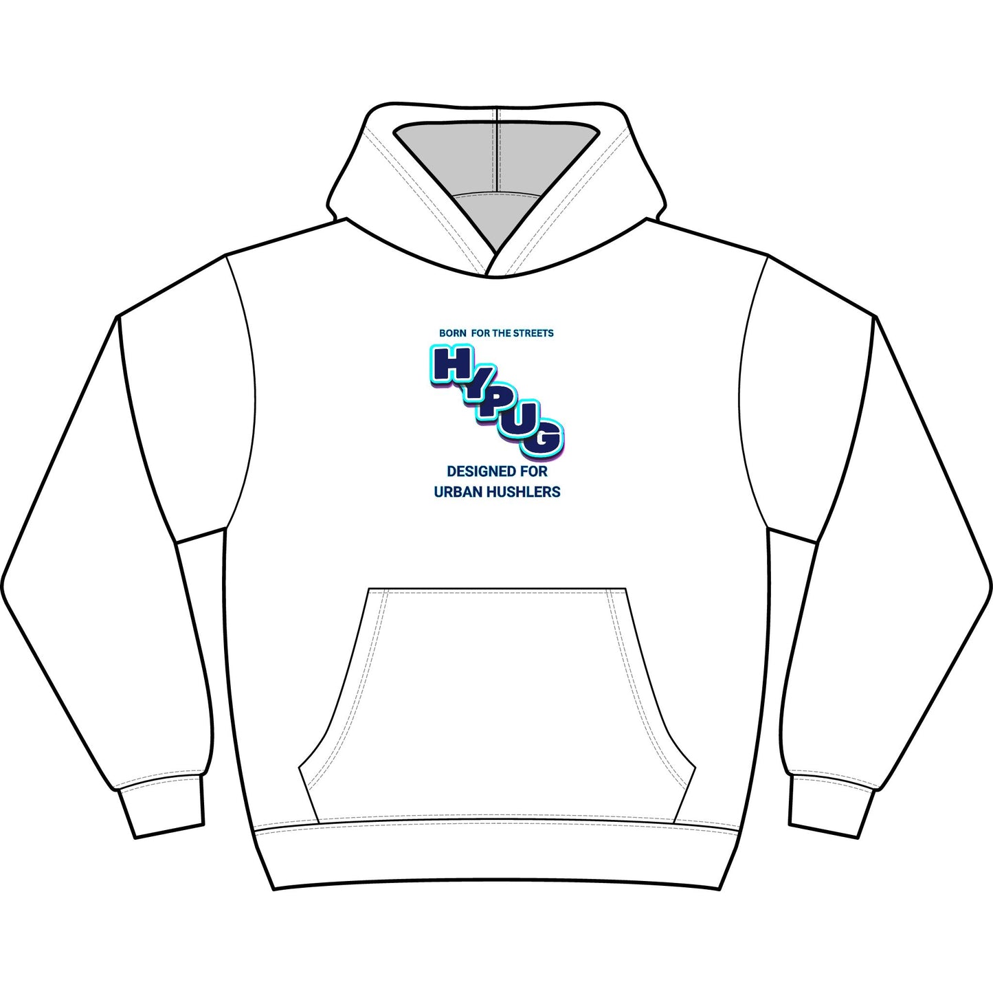 Hypug Urban Dogs Hoodie — Men's Boxy Graphic Pullover with 'Hug' Logo