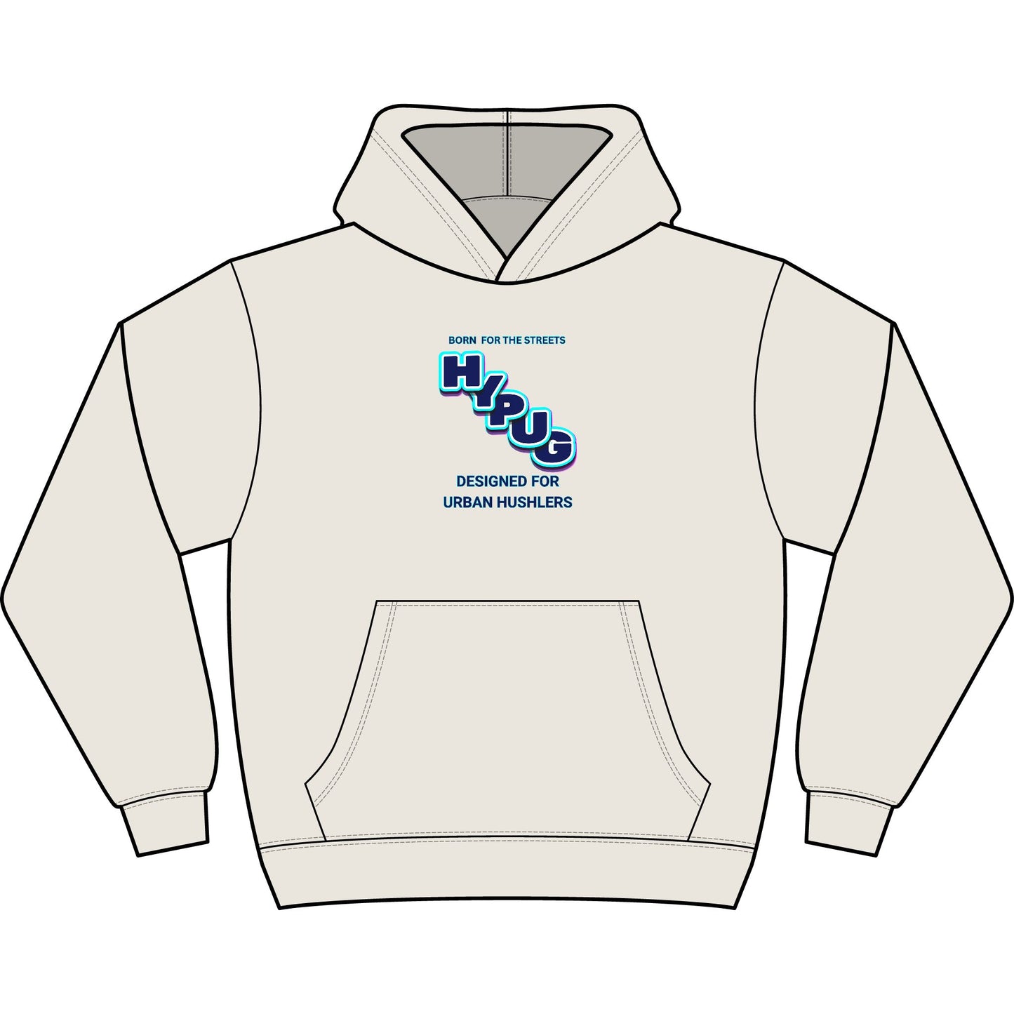 Hypug Urban Dogs Hoodie — Men's Boxy Graphic Pullover with 'Hug' Logo