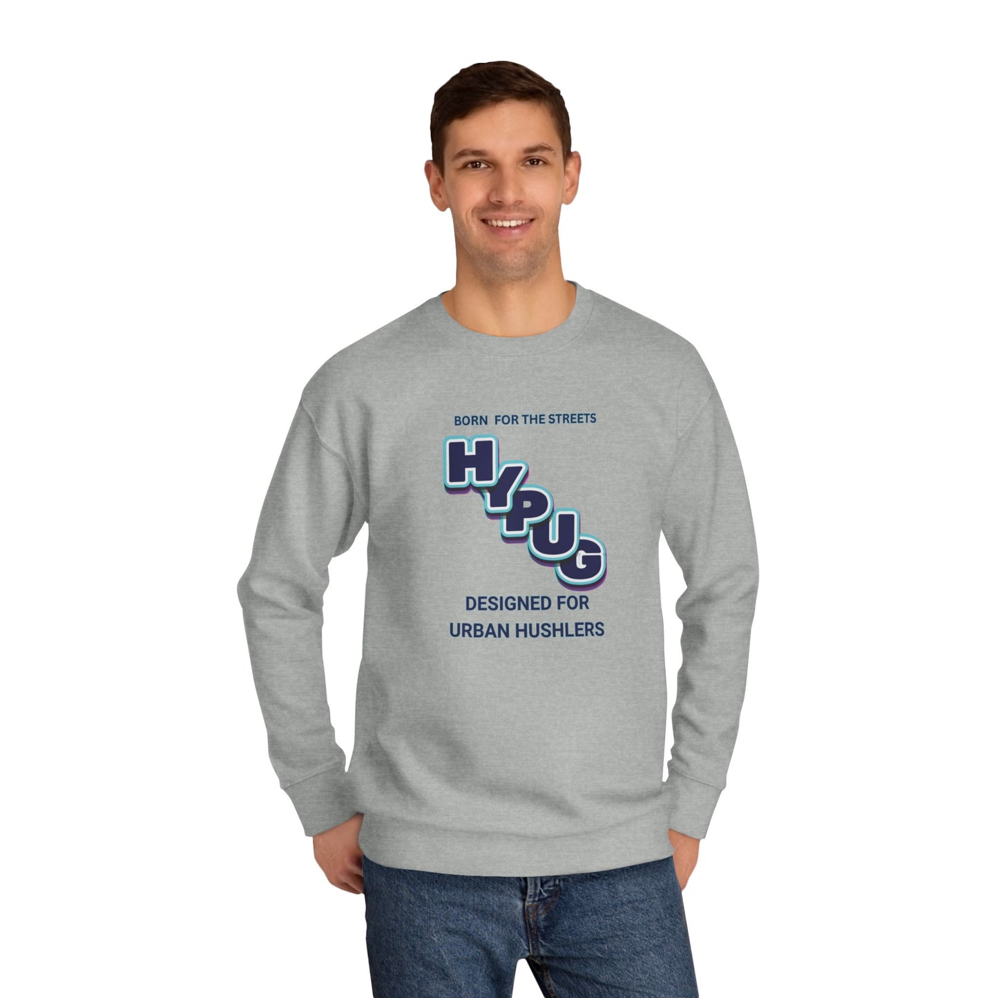 Urban Dogs Crewneck Sweatshirt — "HYPUG" Graphic Pullover for City Dog Lovers