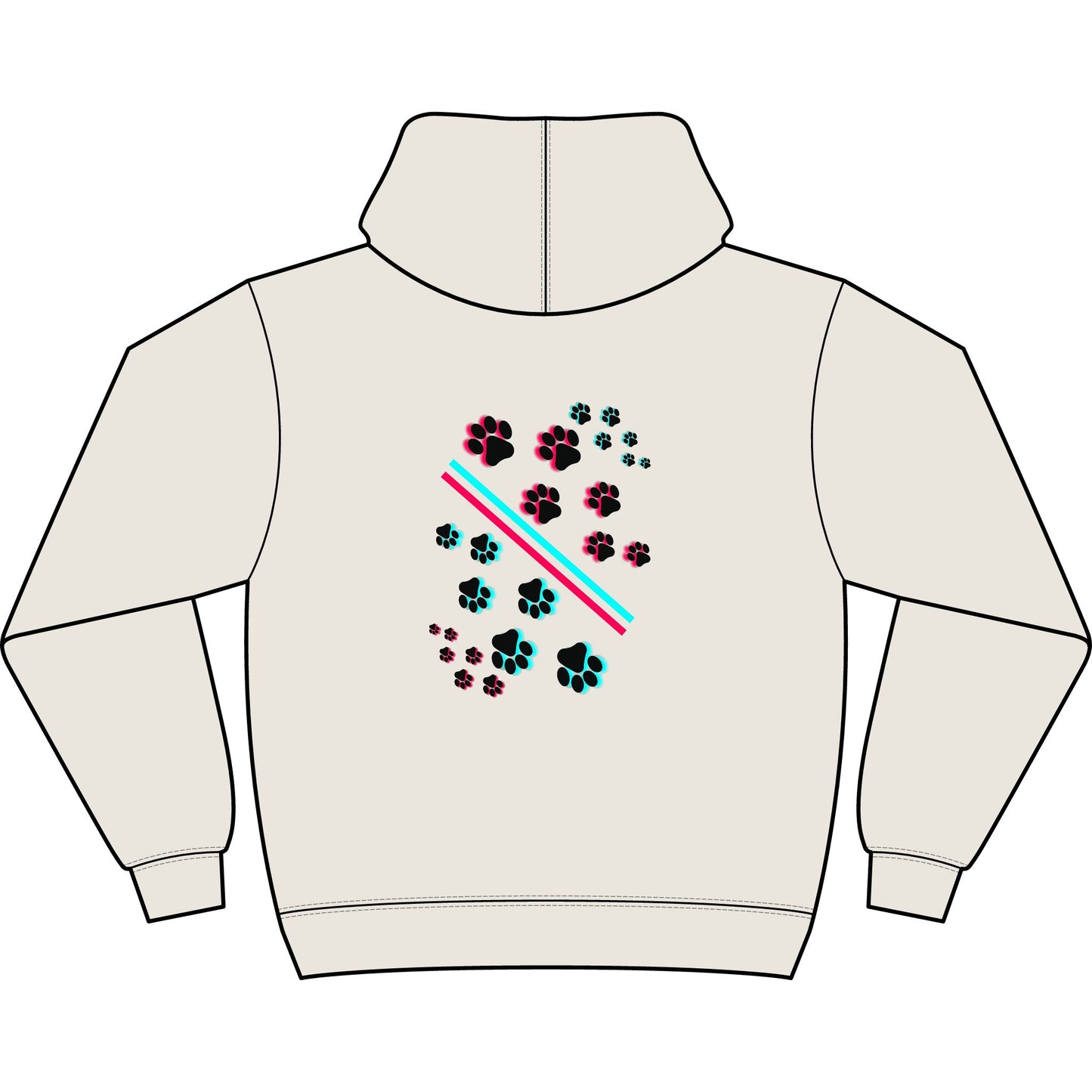 Men's Box Hoodie with Retro Paw Print & 'NYPUO' Chest Logo